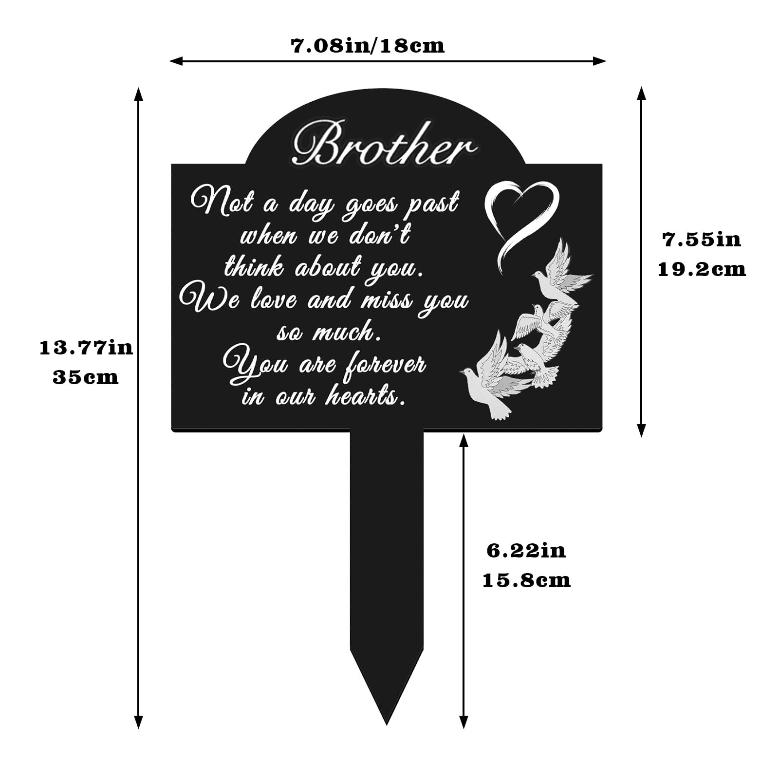 Grave Marker for Brother – Metal Cemetery Decoration, Weatherproof Tribute