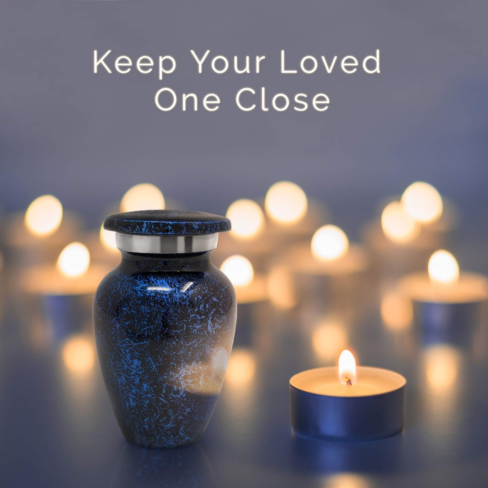 Small Blue Keepsake Cremation Urn for Human 1 Count (Pack of 1), 1 Dark