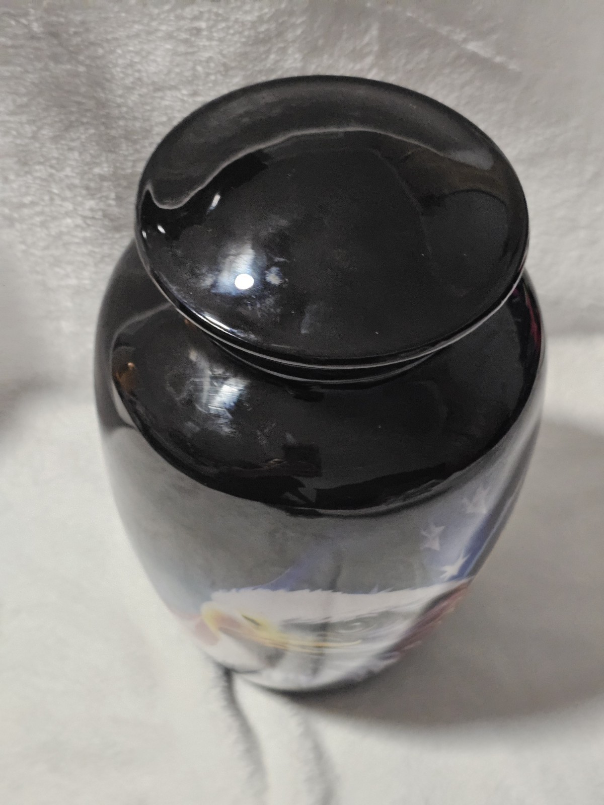 Black Urn with Eagle and Flag, with Bag