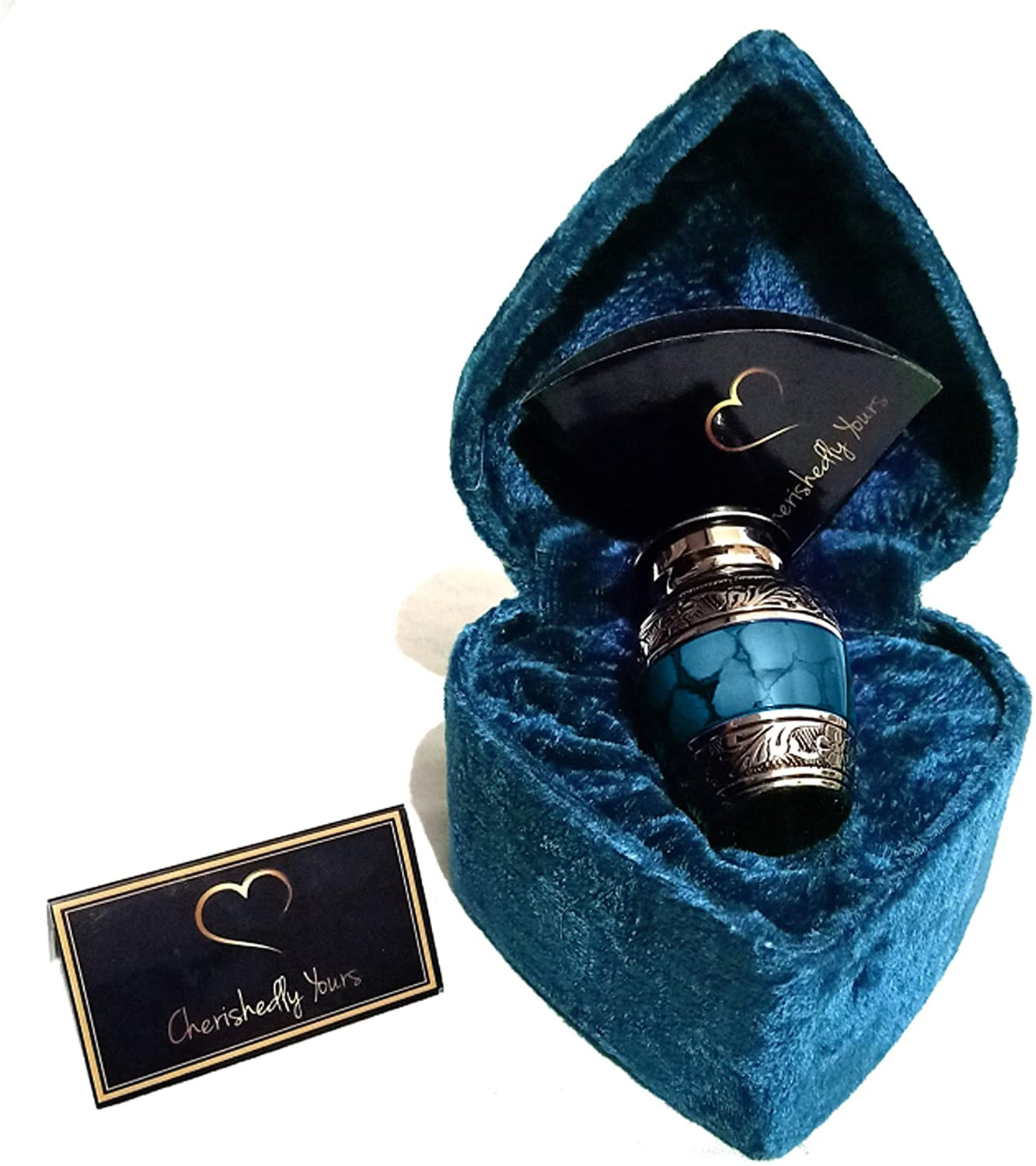 Small Keepsake Cremation Urns for Human Ashes with Velvet Heart Case and Funnel