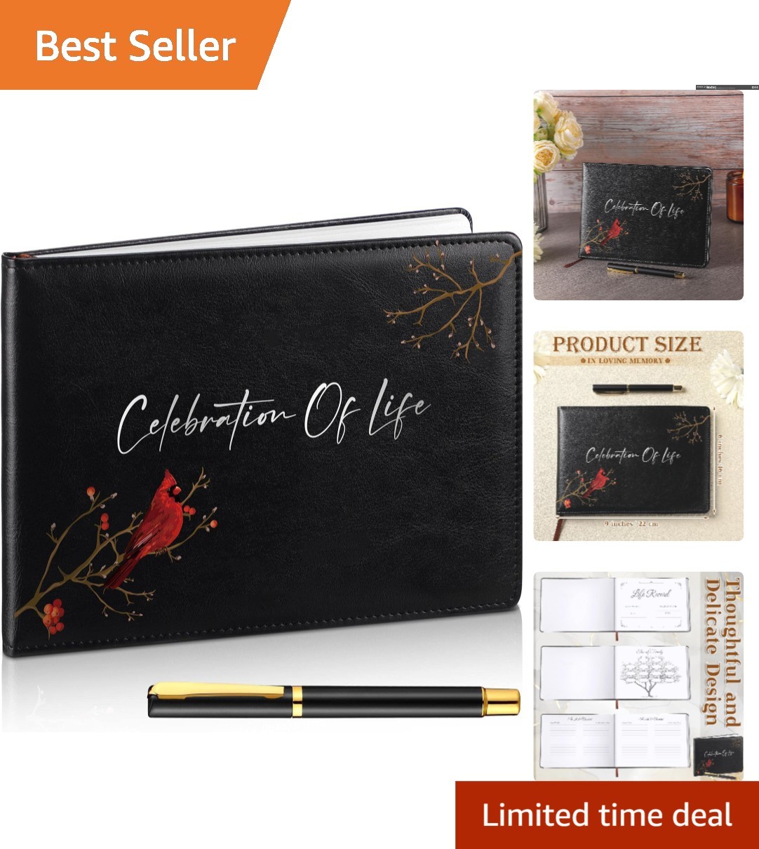 Loving Memory Guest Book – Beautiful 144 Pages for Funerals with Rollerball Pen