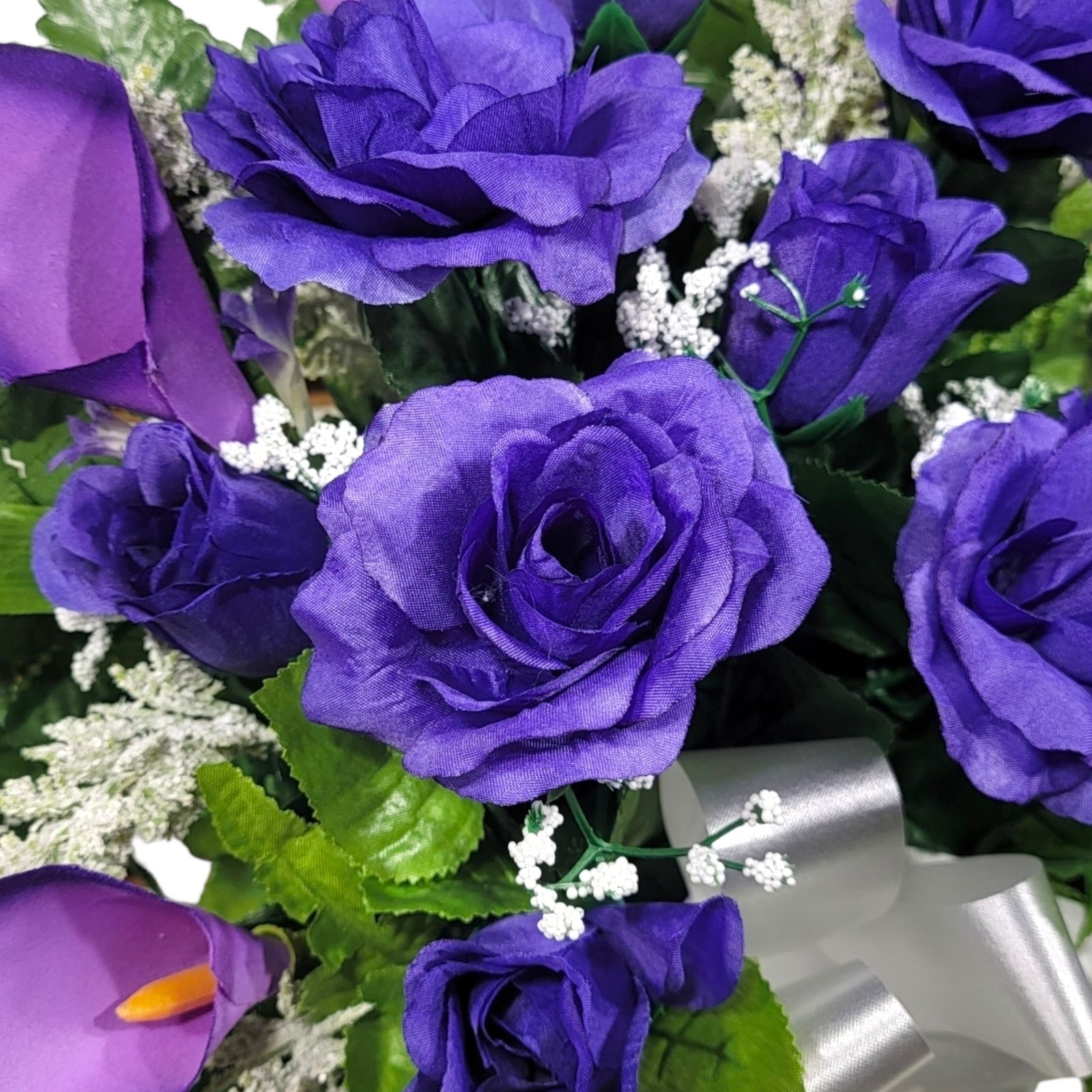 Purple Calla Lily & Rose Cemetery Cone