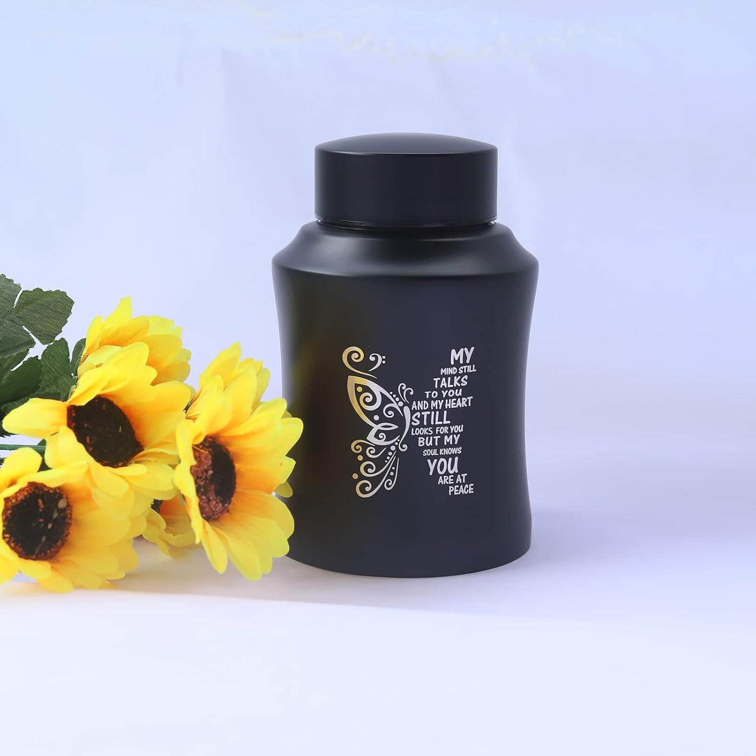 6 Inch Medium Aluminium Cremation Ash Urn for Family & Loved Ones – Black