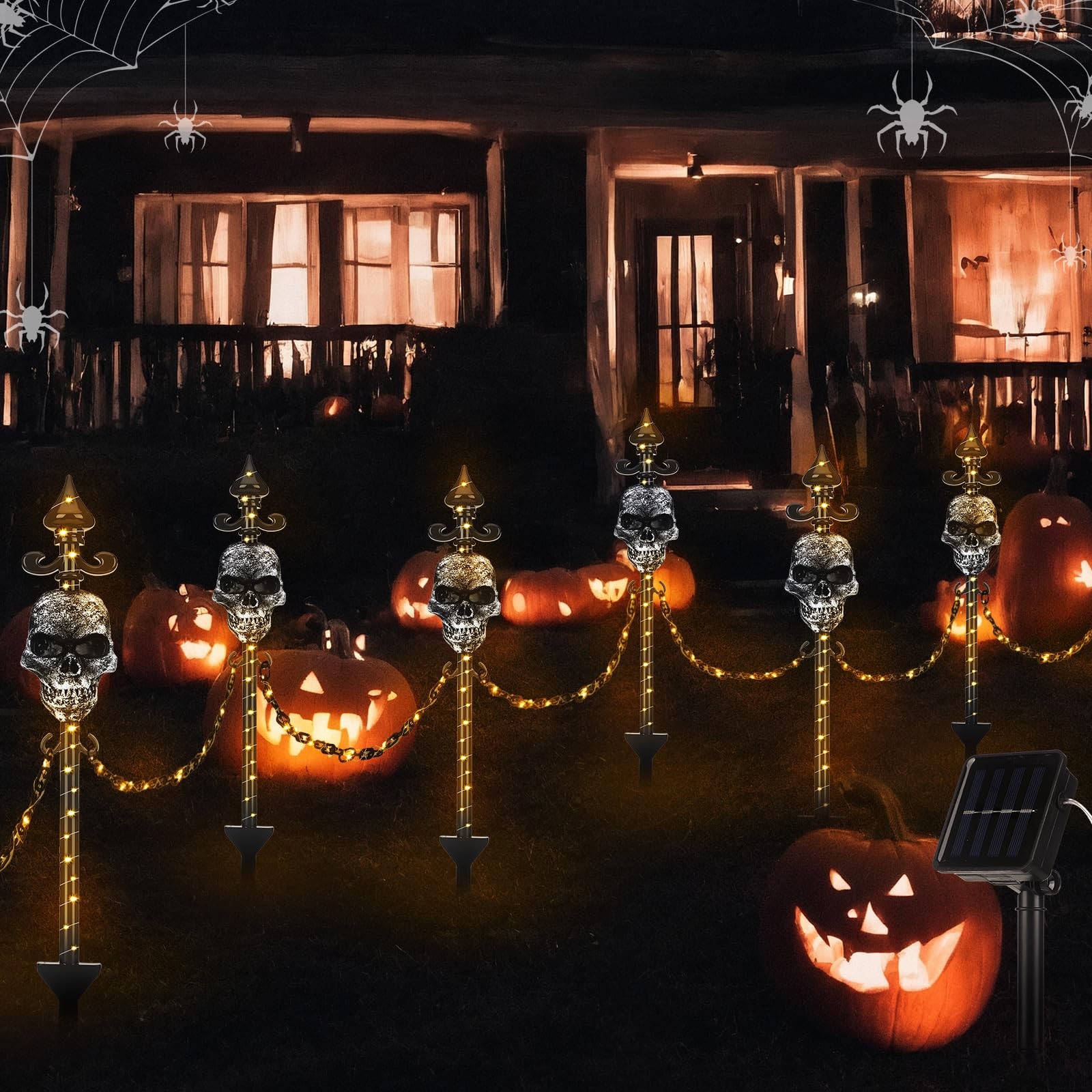13 Set of Halloween Garden Fence with Solar Light Graveyard Decor Light up Ha…