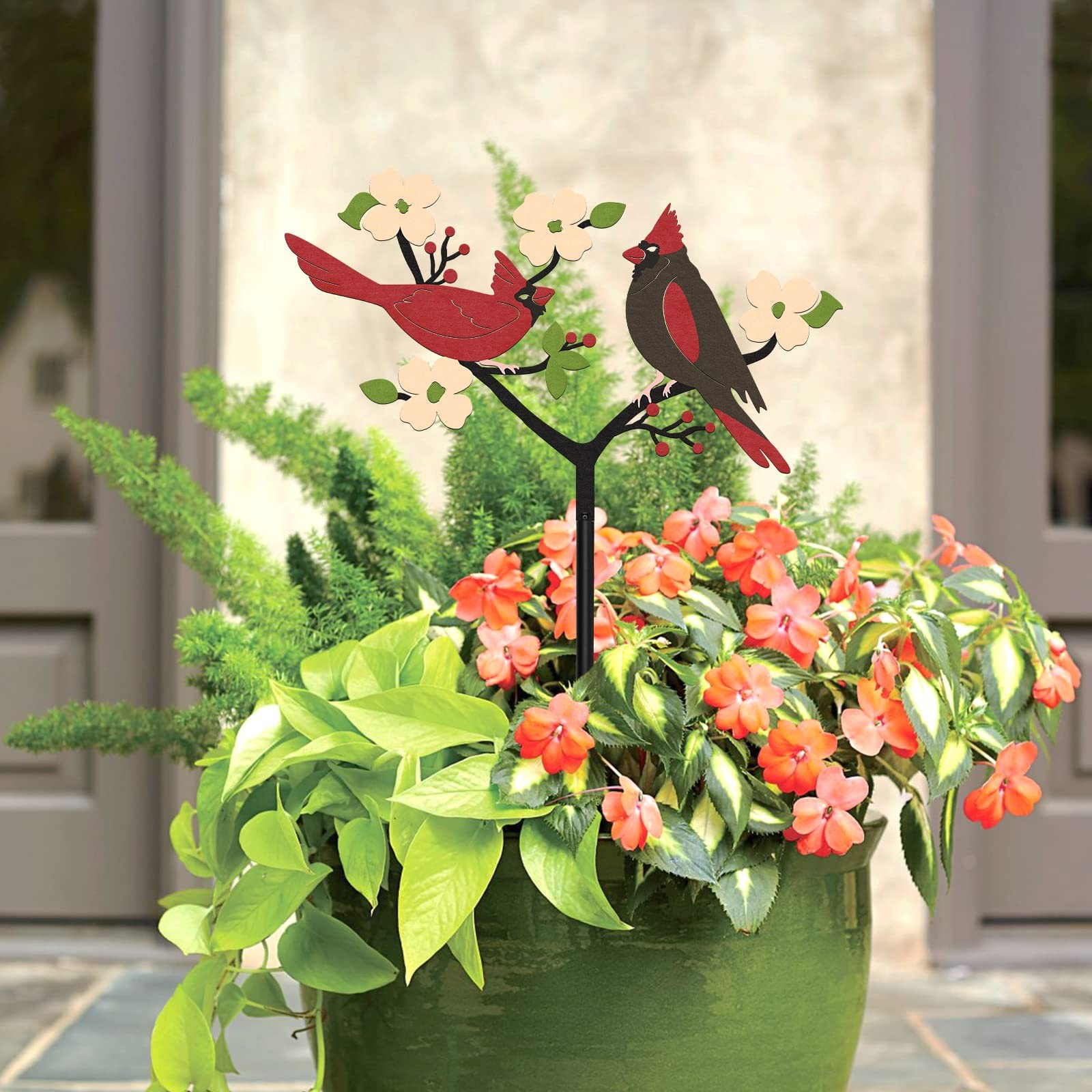 Cardinal Decor Spring Red Cardinals Yard Sign Stake Metal Bird Decorative Gar…