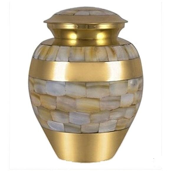 Small/Keepsake 35 Cubic Inch Mother of Pearl Brass Infant Funeral Cremation Urn