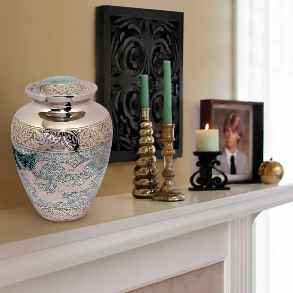 Large Solid Brass Cremation Urn for Human Ashes Handcrafted Funeral Memorial Urn