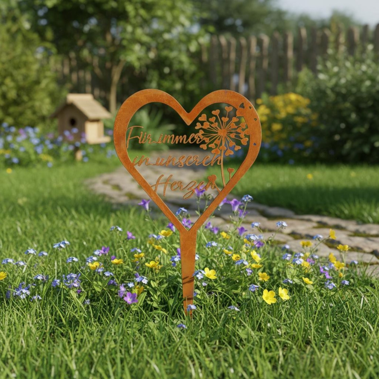 Heart Shaped Memorial Stake Waterproof and Rustproof Metal Cemetery Plaque