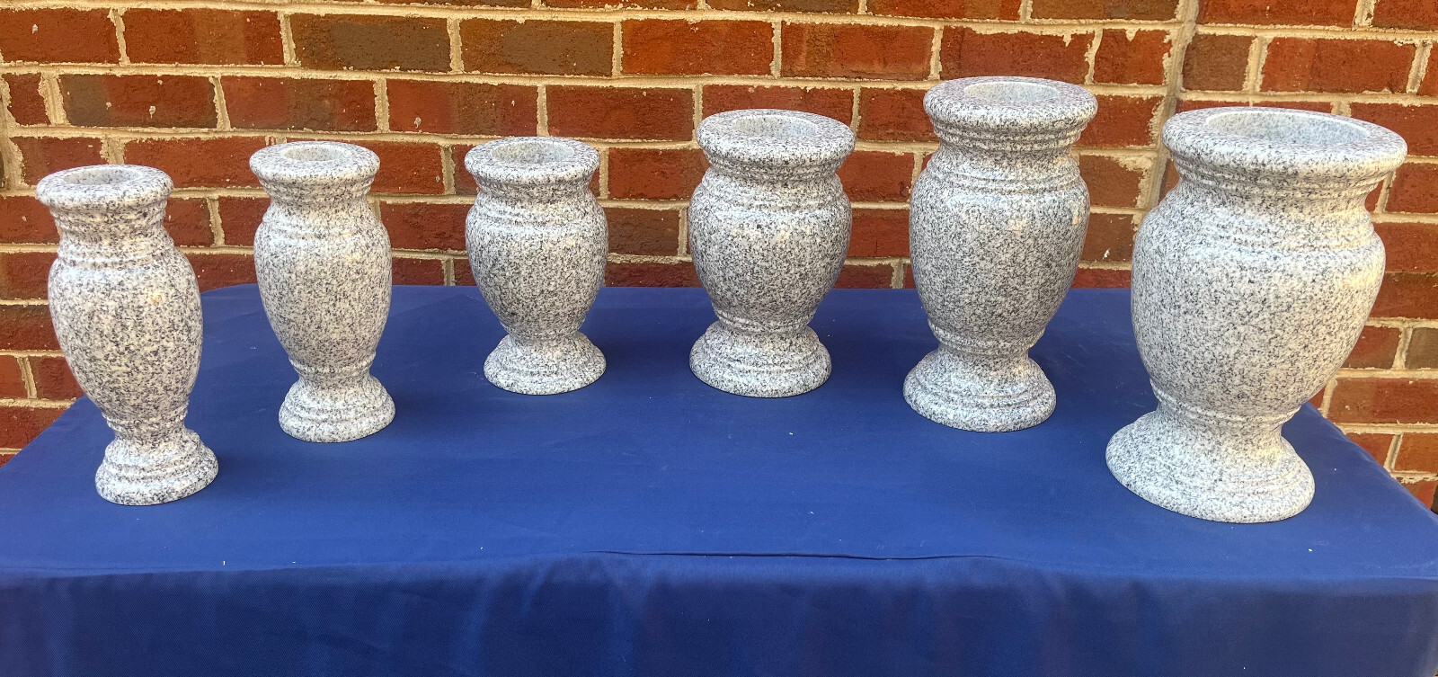 Cemetery Memorial Granite Round Vase Georgia Gray Match 4″ x 10″ polished