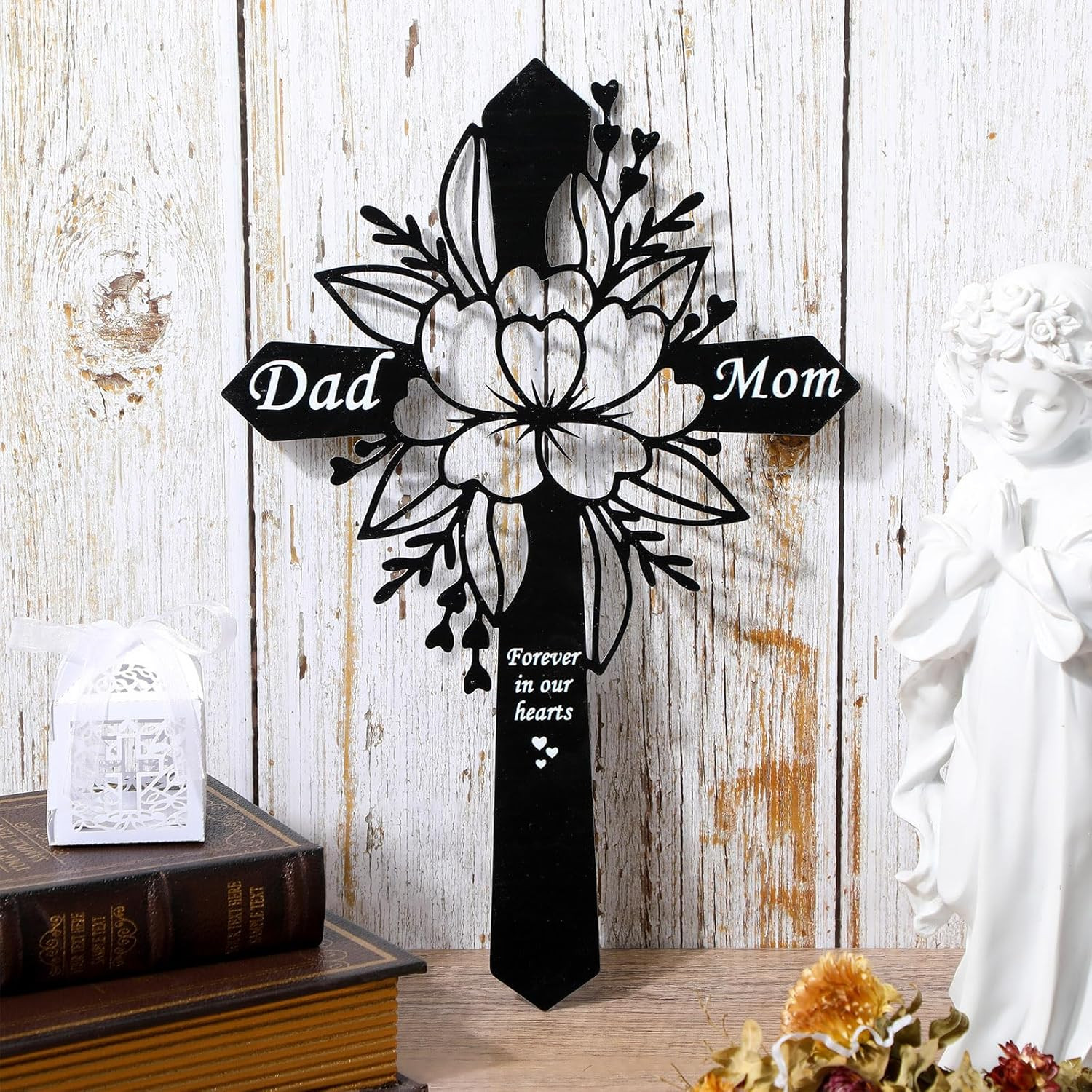 Dad and Mom Memorial Plaque Stake – Cemetery Flower Decorations – Metal Grave St