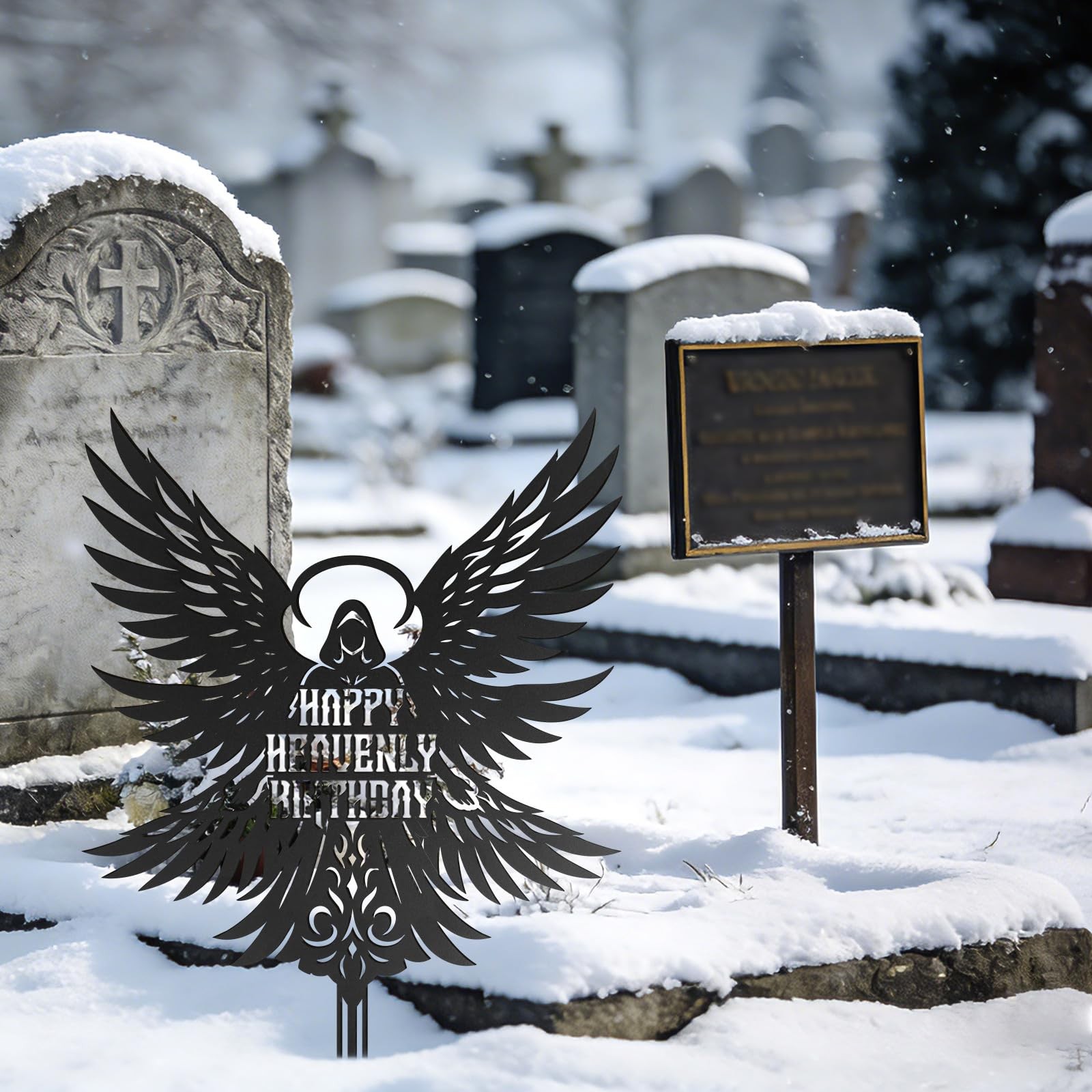 Happy Heavenly Birthday Cemetery Decorations, Durable Cemetery Metal Memorial…