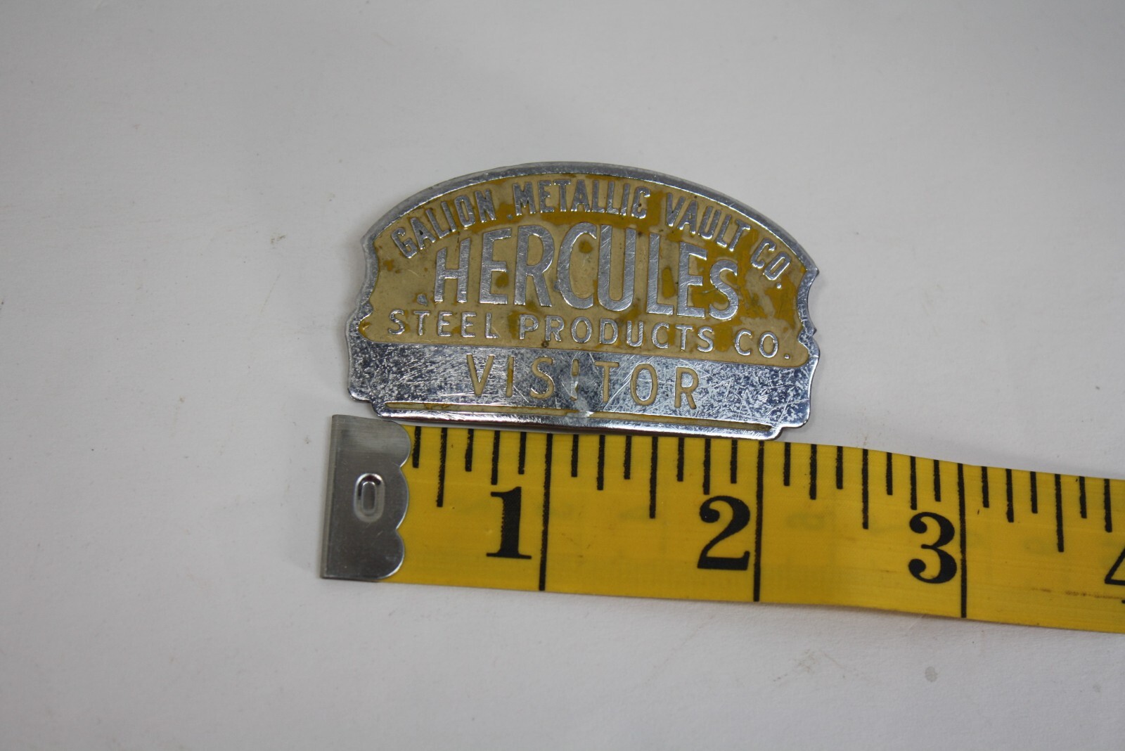 Galion Metallic Vault Co Grave Vault Hercules Visitor Badge Galion Ohio