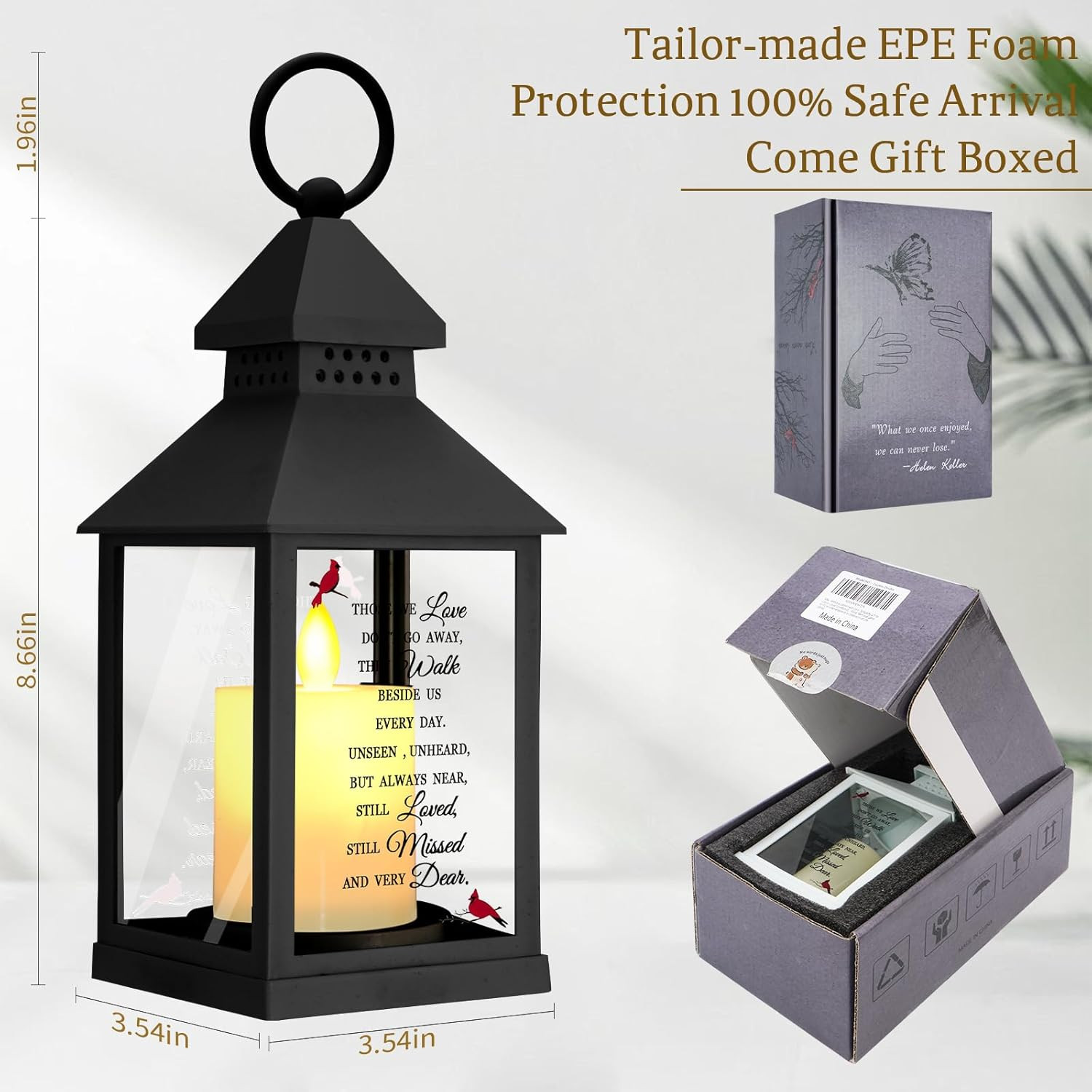 Sympathy Gifts for Loss of Loved One, Bereavement Memorial Lanterns with Card –
