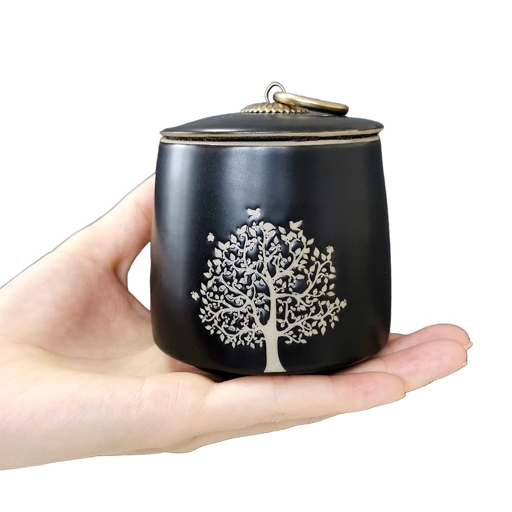 Small Cremation Urns for Human Ashes Adult Male 3.1” * 3.3” (W*H), Black