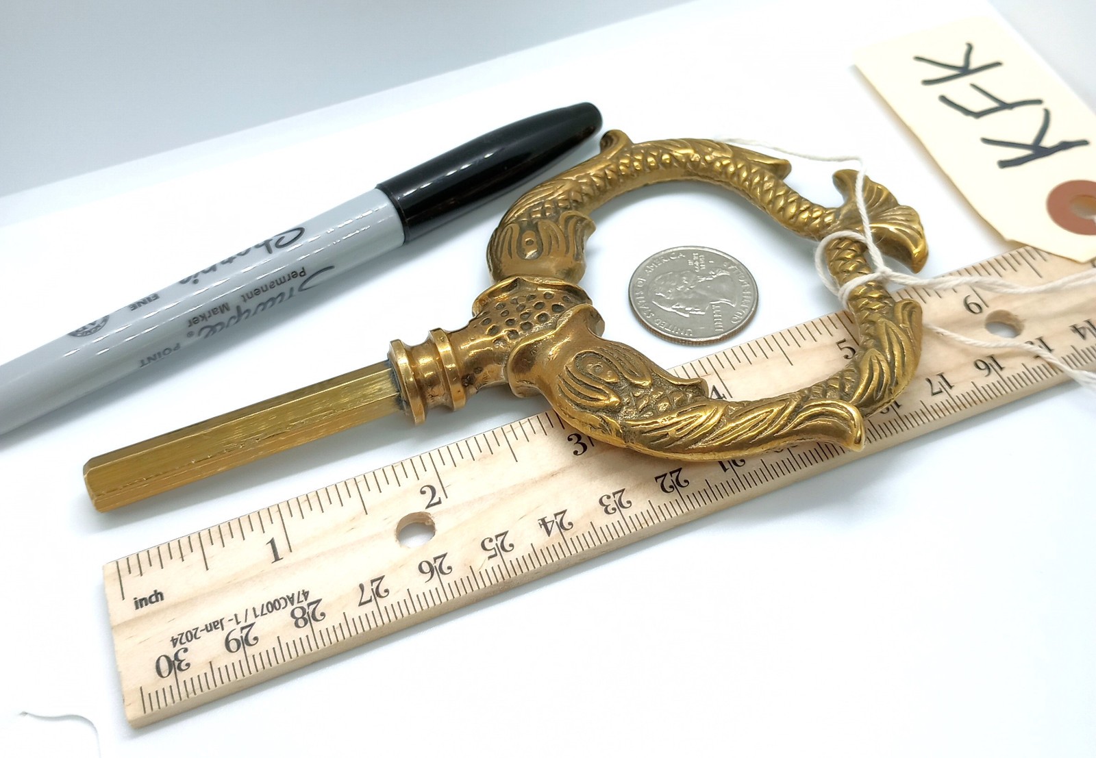 Ornate Brass Casket Key / Coffin Key