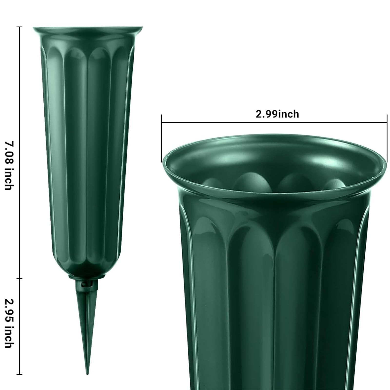 24 Pack Memorial Flower Vase Plastic Cemetery Vases with Spikes Cemetery Decorat