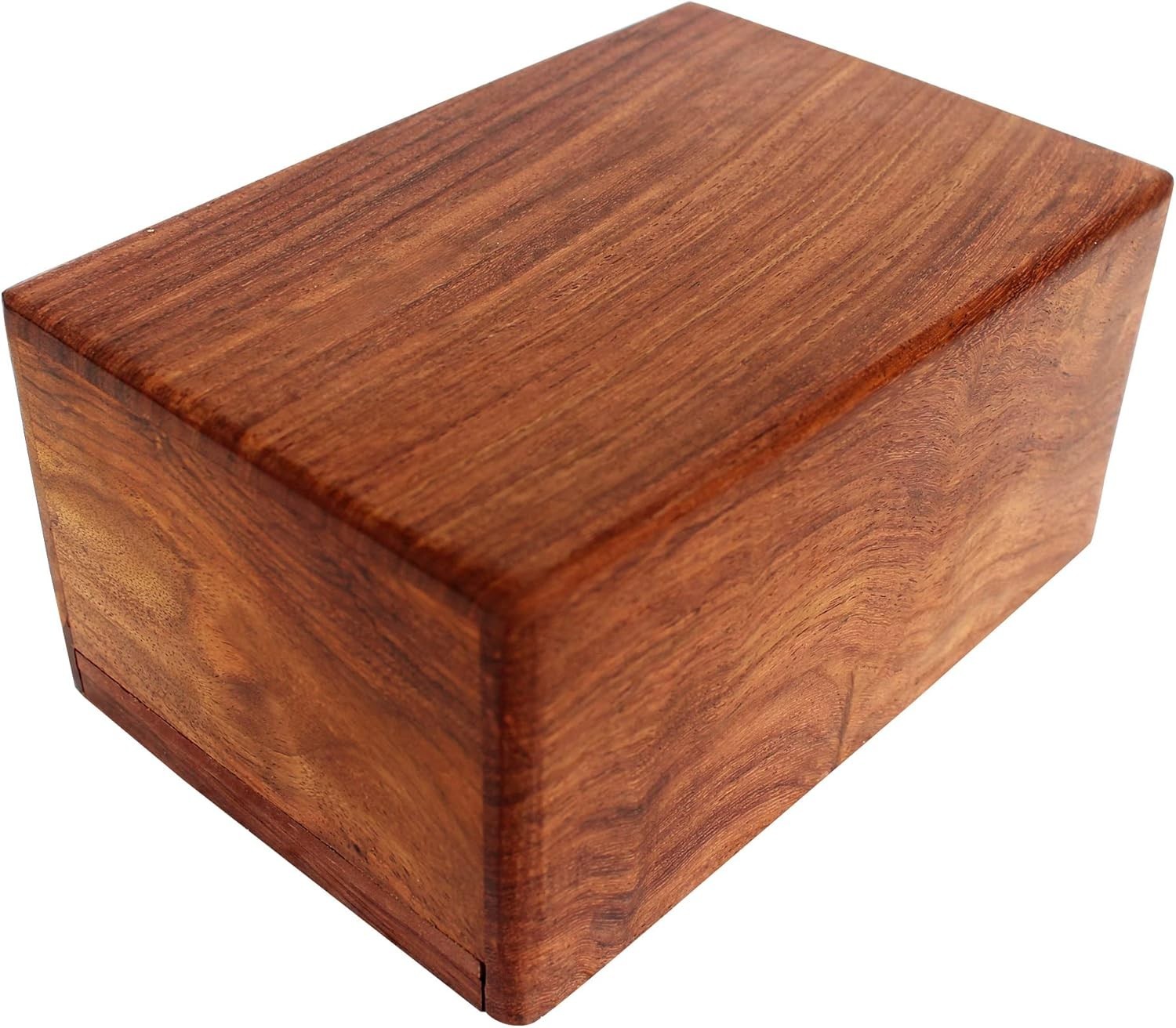 XX Large Wooden Urn Hand Carved Brown Sliding Lid Memorial Box 225 cu in
