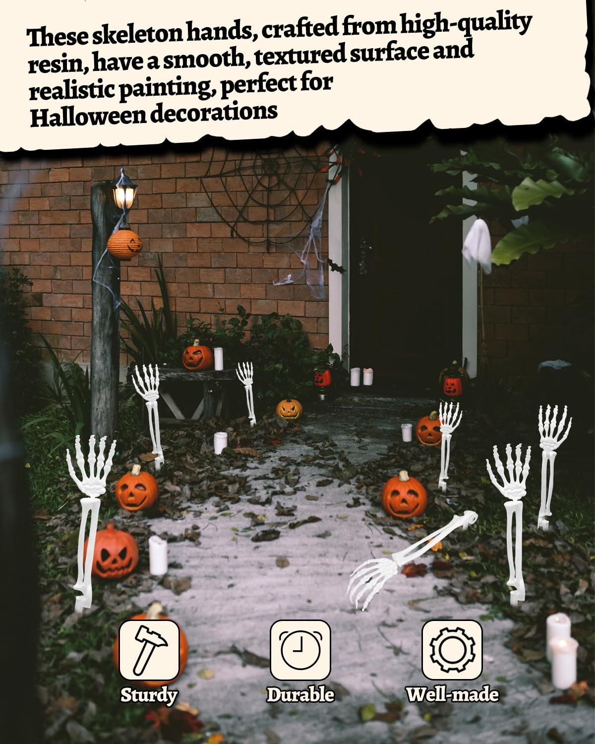 10 PCS Halloween Skeleton Hands Decoration, Skeleton Arms with Lawn Stakes, S…