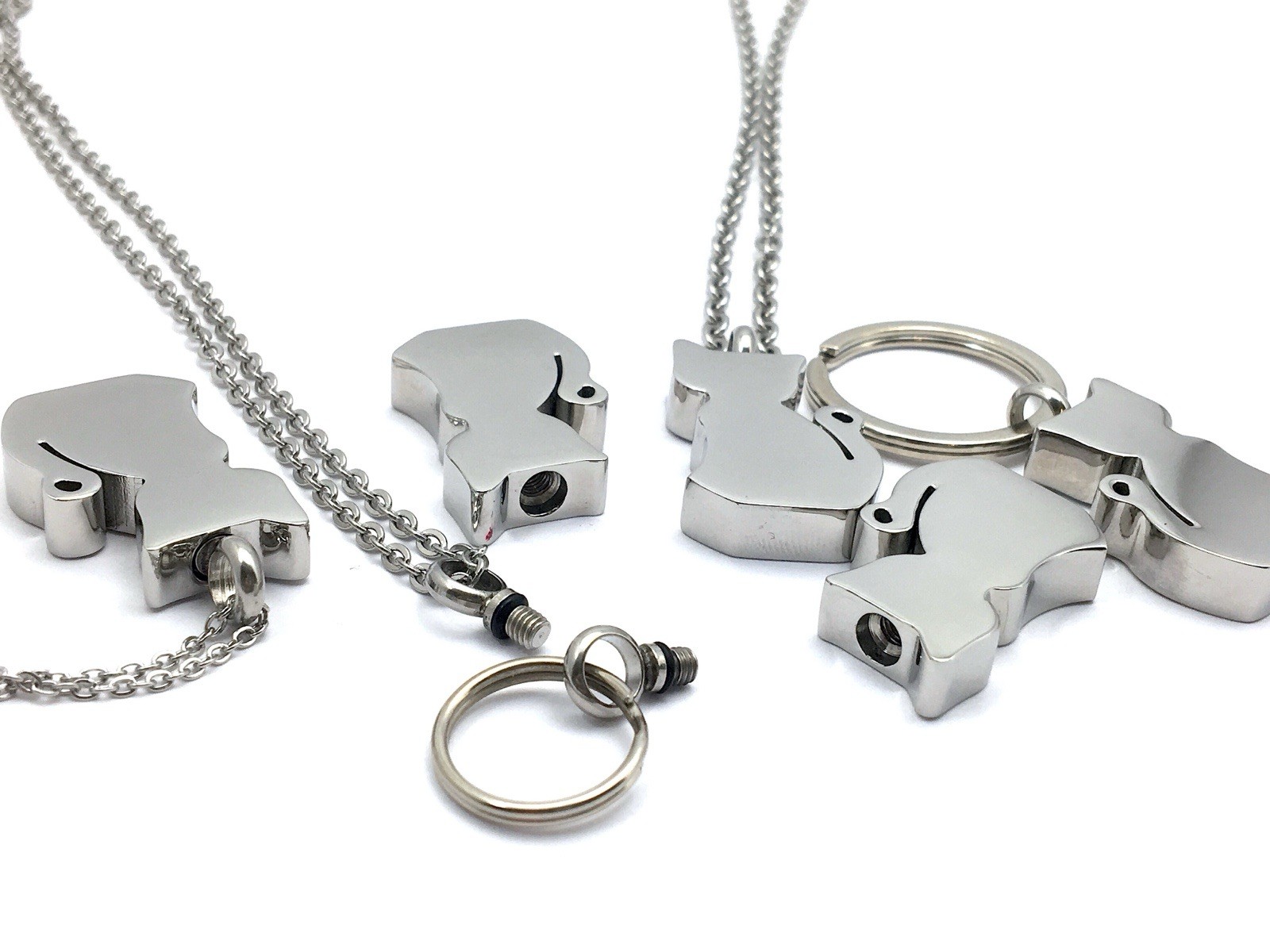 Keyring Urn .5″ Key Chain Cat Cremation Pendant Ashes Silver Kitty Memorial GIft