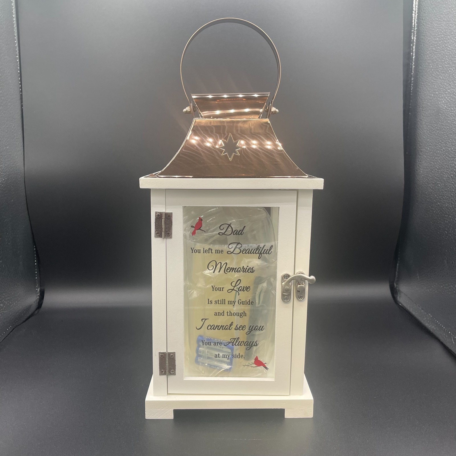 Memorial Lantern With LED Candle, Sympathy Gift Loss of Father/Dad, Bereavement