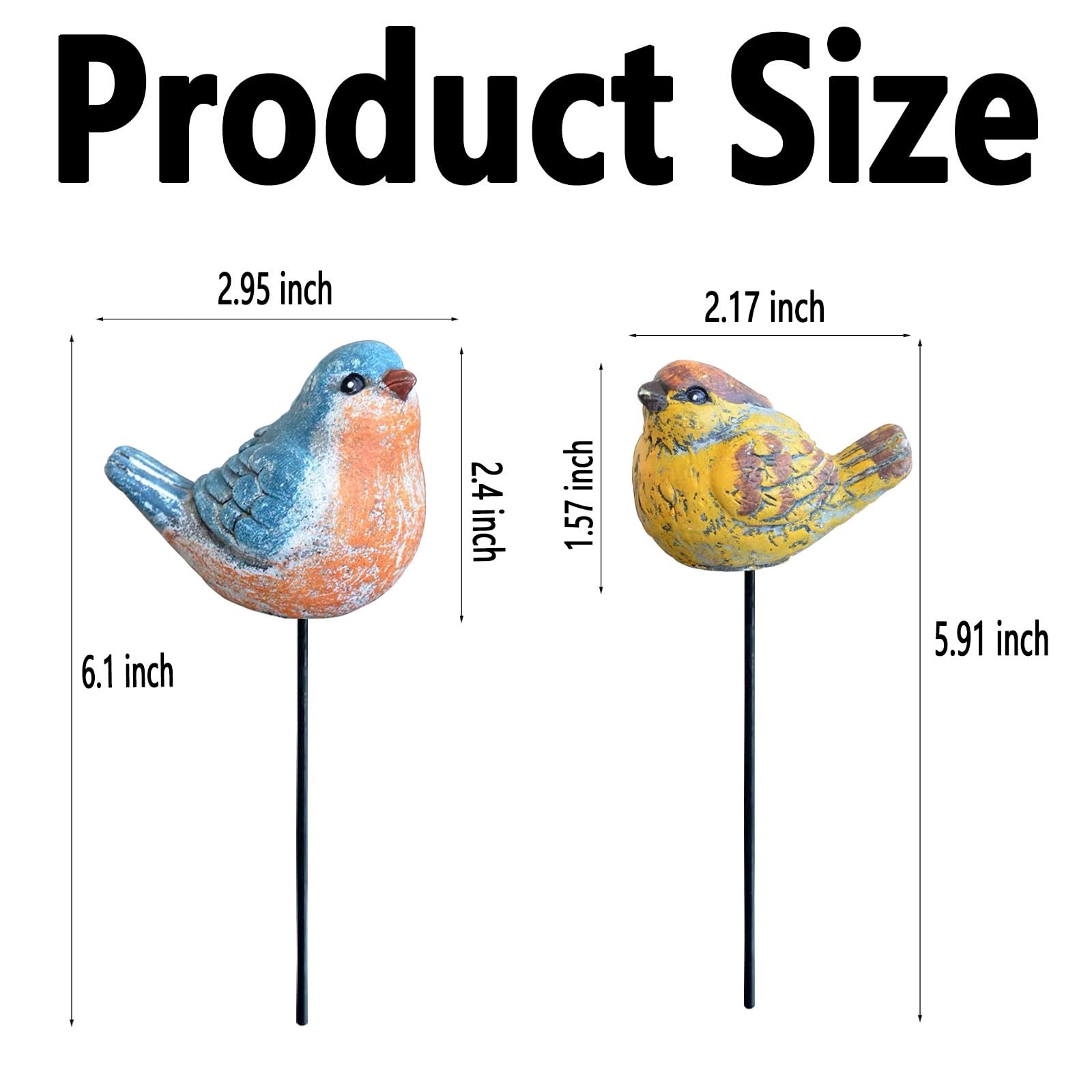Miniature Bird Decorative Stakes, 2 Pcs Garden Bird Picks Figures, Fairy Gard…