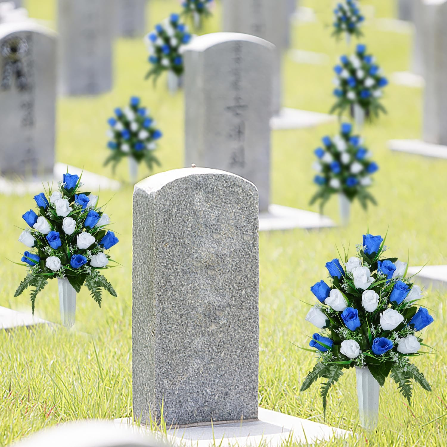 Artificial Cemetery Flowers, Grave Decorations Roses, Memorial Flowers Bouque…