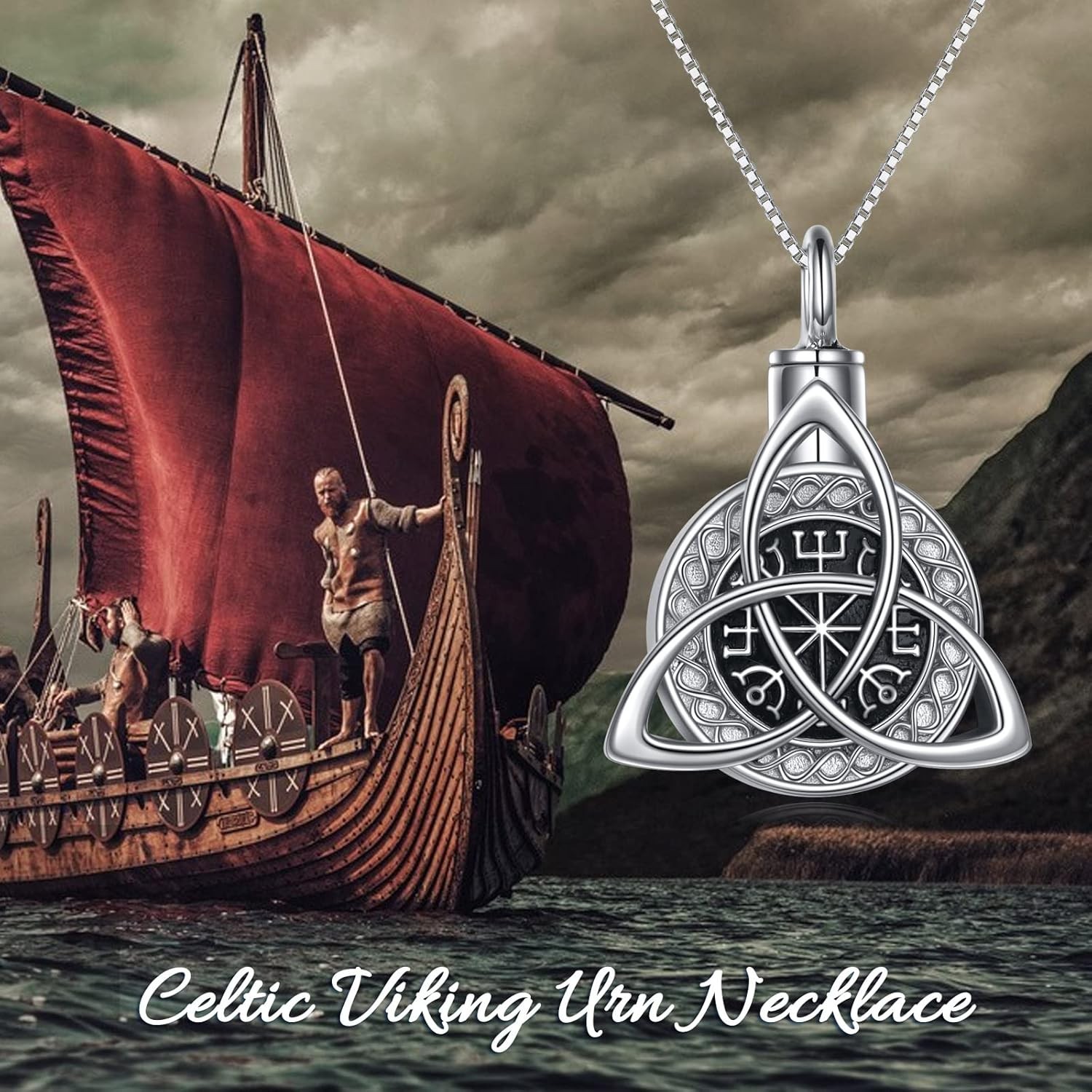 Celtic Urn Necklace for Ashes Sterling Silver Cremation Keepsake Gifts Women Men