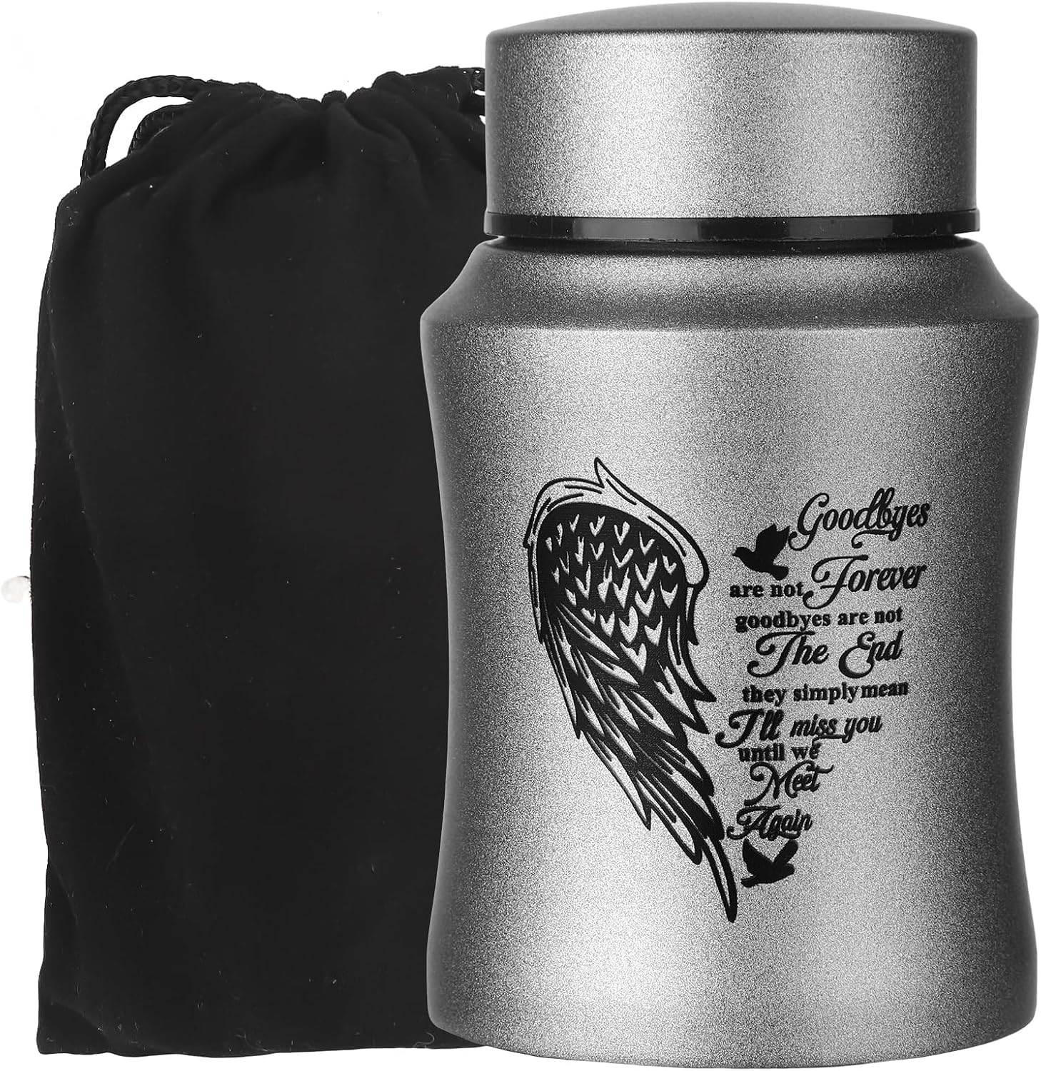 4.5 Inches Medium Size Urns for Human Ashes Adult, Heart Angel Wings Cremation