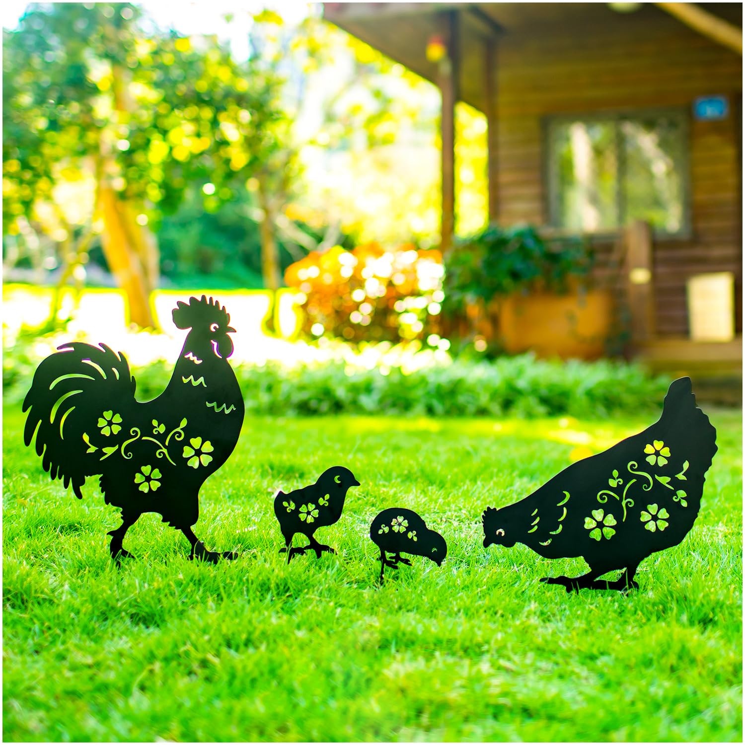 Decorative Chicken Metal Garden Stakes – Yard Art & Outdoor Decor Gifts