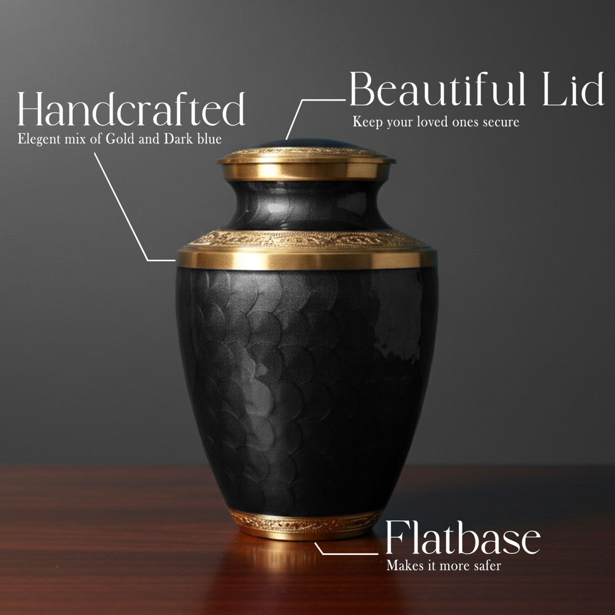 Large Solid Brass Cremation Urn for Human Ashes Handcrafted Funeral Memorial Urn