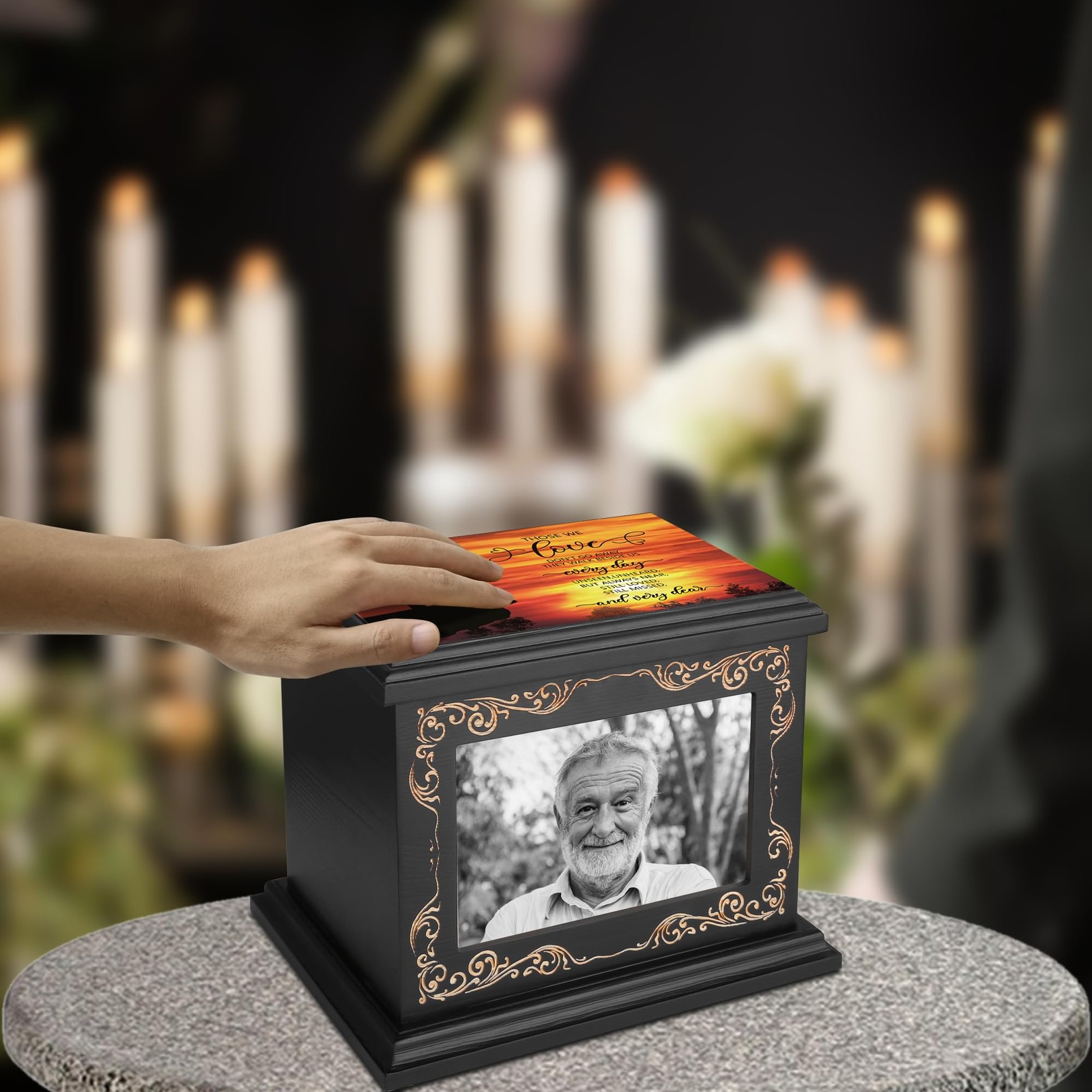 Cremation Urns for Human Ashes Adult Male or 9”(L) x 6.9”(W) x 7.5”(H), Black
