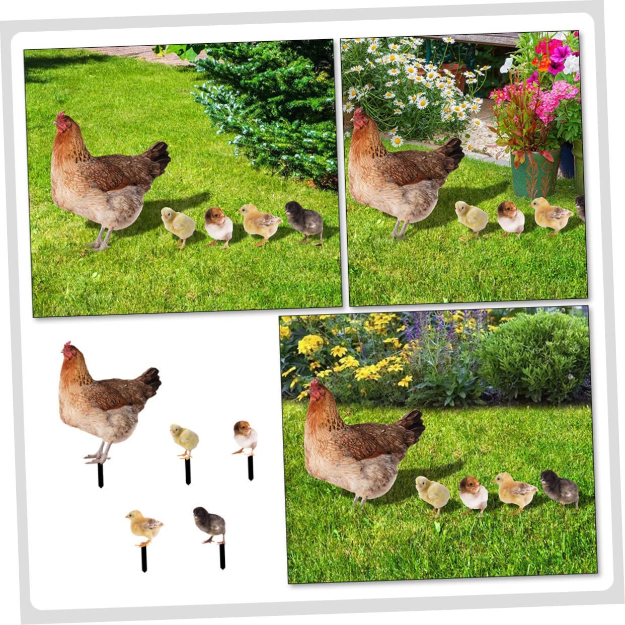 Acrylic Chicken Yard Art, 5pcs Realistic Double Sided Decorative Chicken Stak…