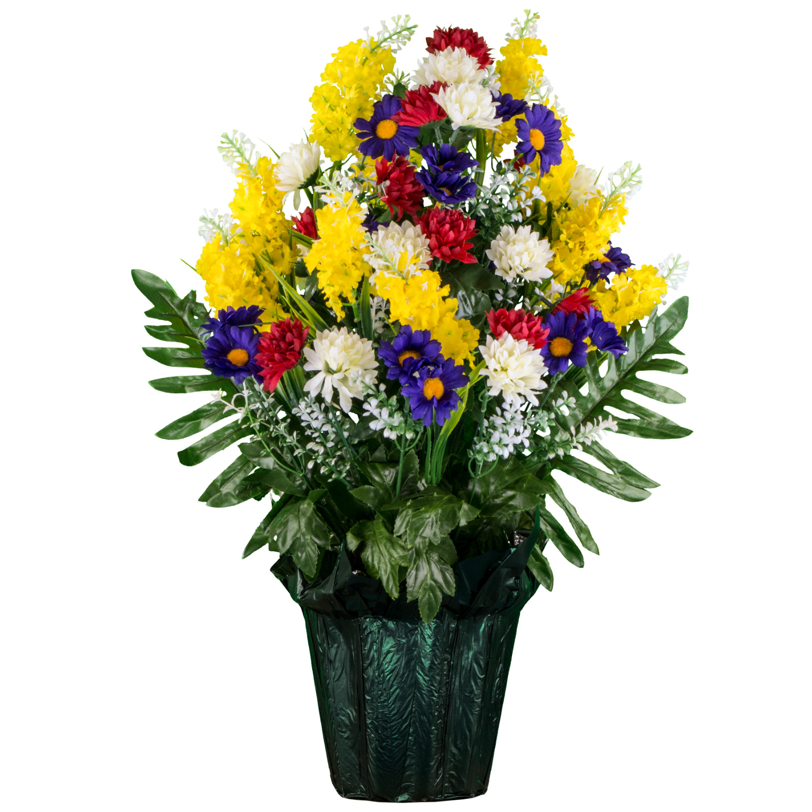 Artificial Graveside Flowers – Yellow Red Purple Wildflowers in Pot
