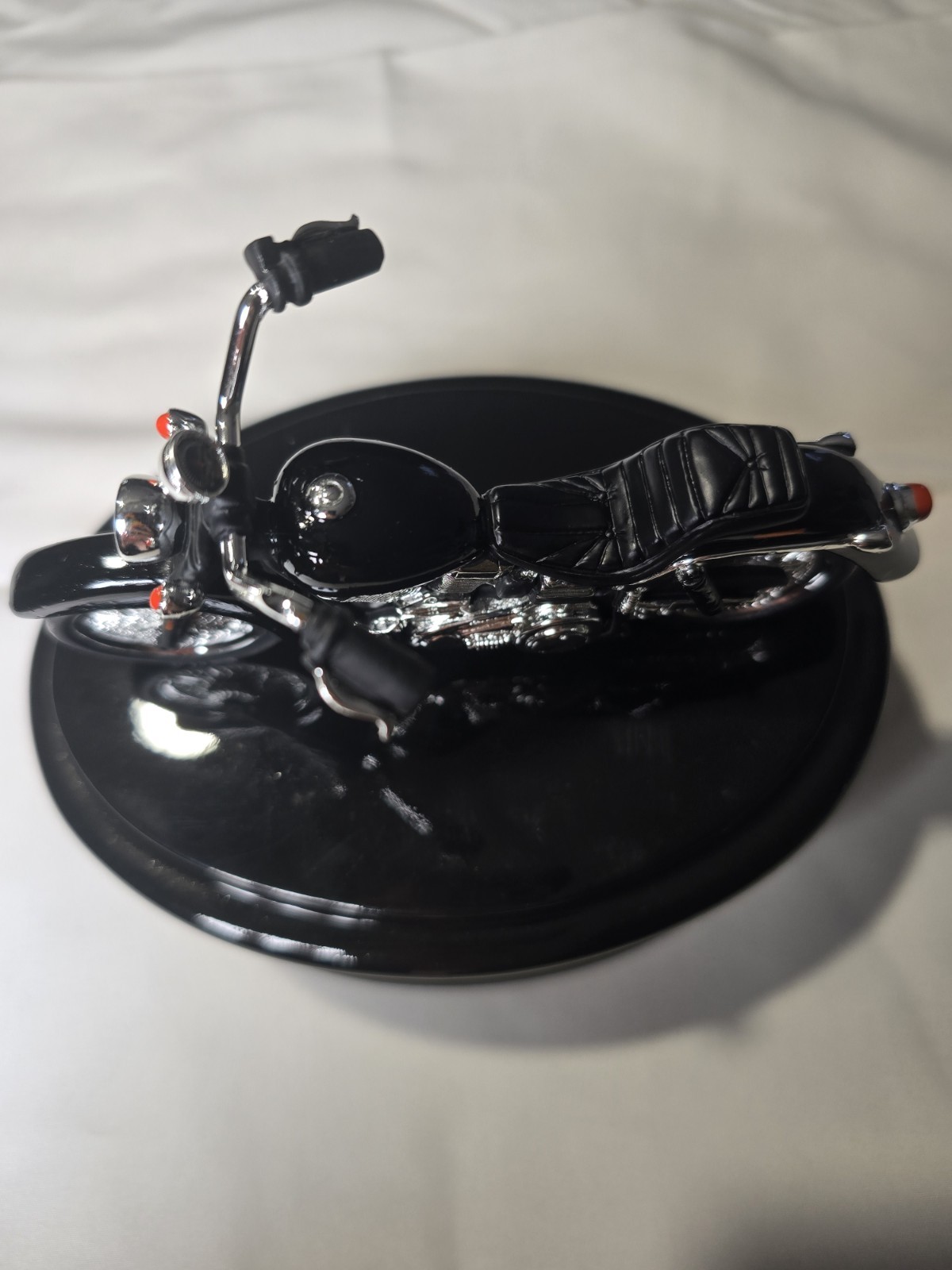 SMALL MOTORCYCLE HUMAN CREMATION URN BLACK CHROME 7 1/2 W X 5 1/4 H X 7 3/4 D