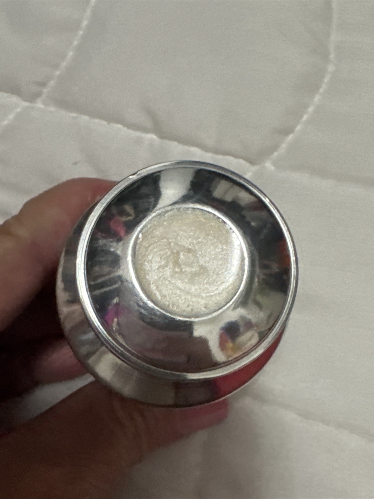 Silver and White Enamel Engraved Mini Keepsake Company Urn 3 inch NEW