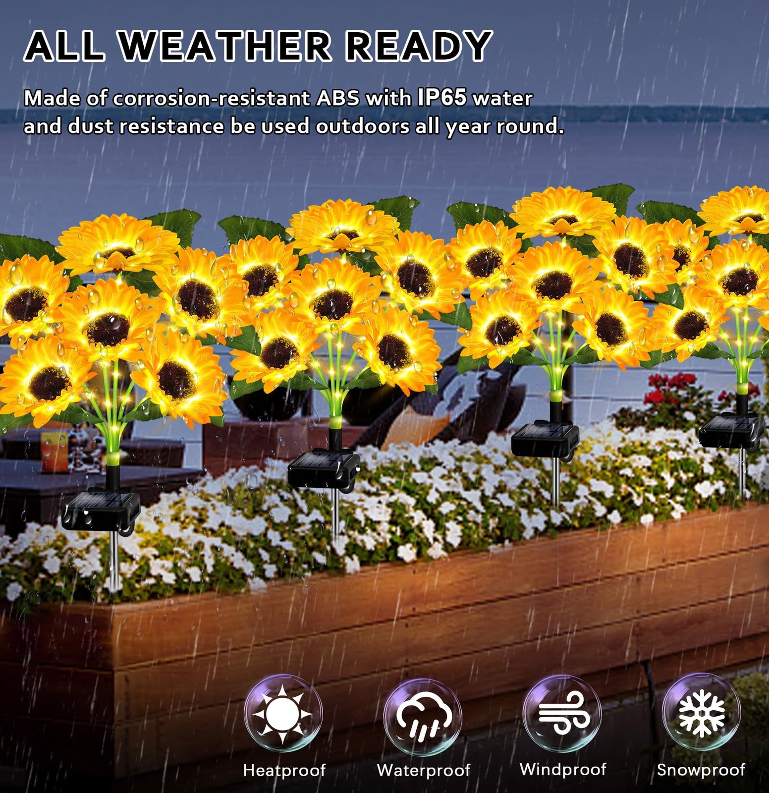 Solar Lights Outdoor Garden Decor,4 Pack with 24 Sunflower Lights,Solar Flowe…
