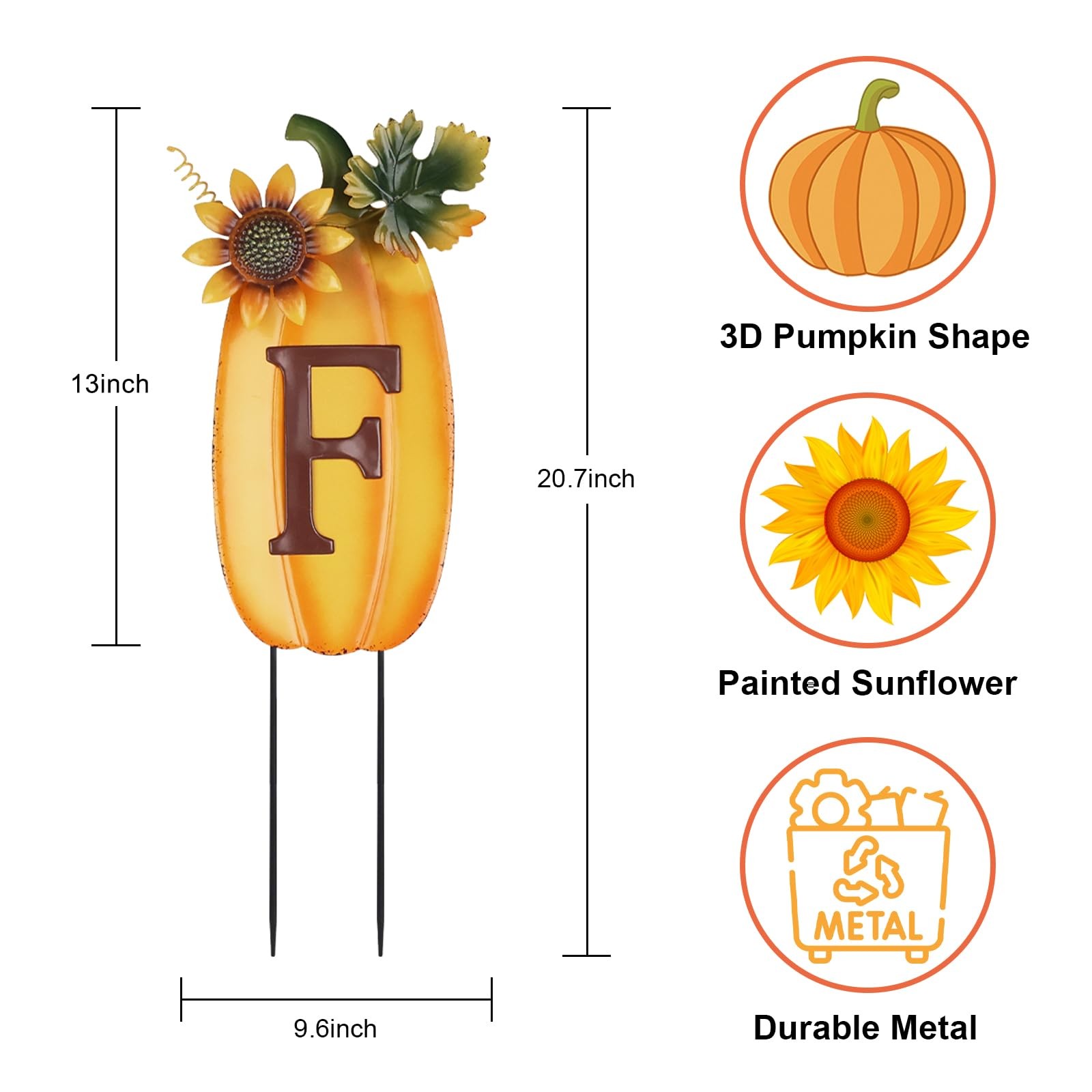 Outdoor Fall Thanksgiving Decorations for Home, 4 PCS Metal Pumpkin Decorativ…