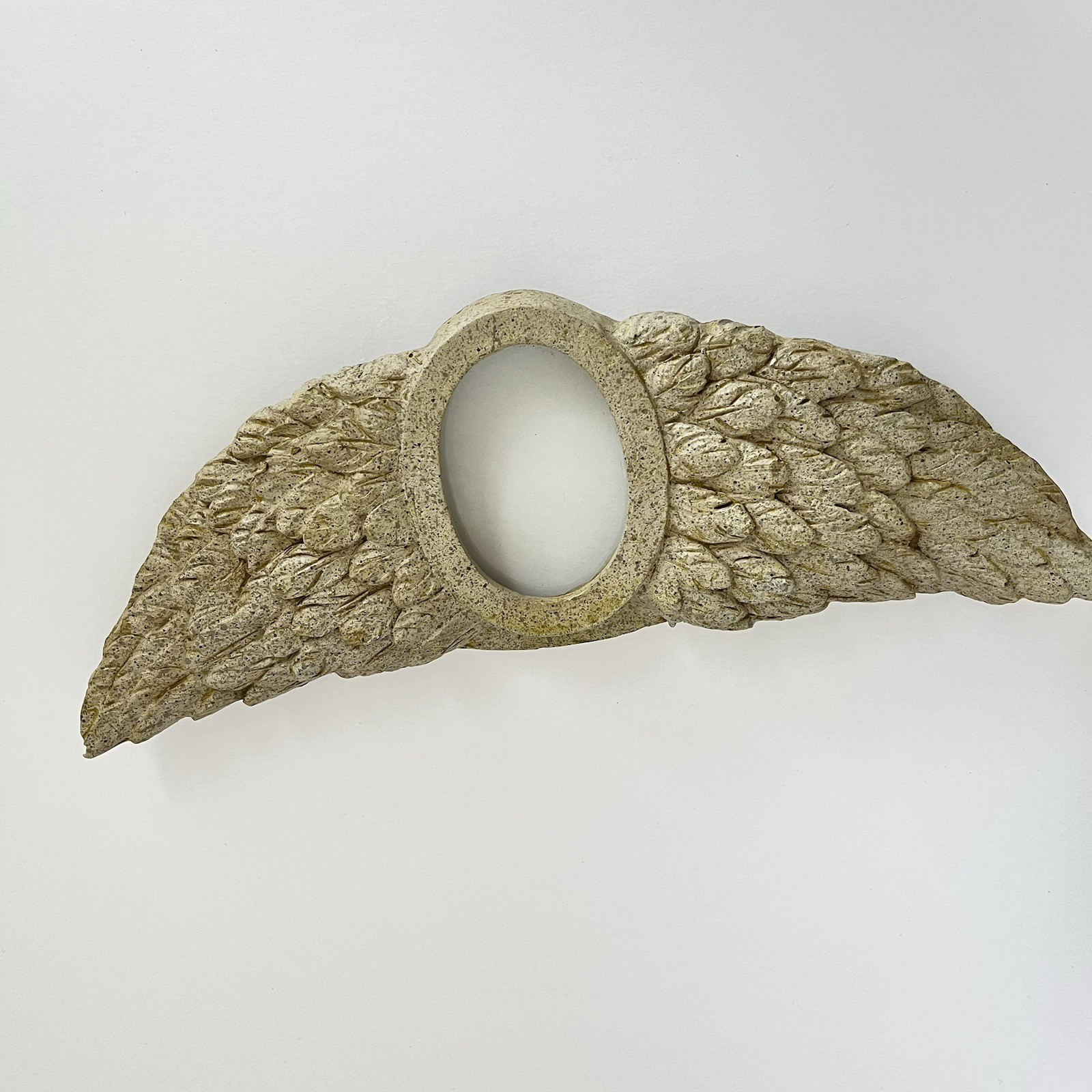 Resin angel Wing Memorial Plaque For Headstone yard pet oval photo holder 3×9