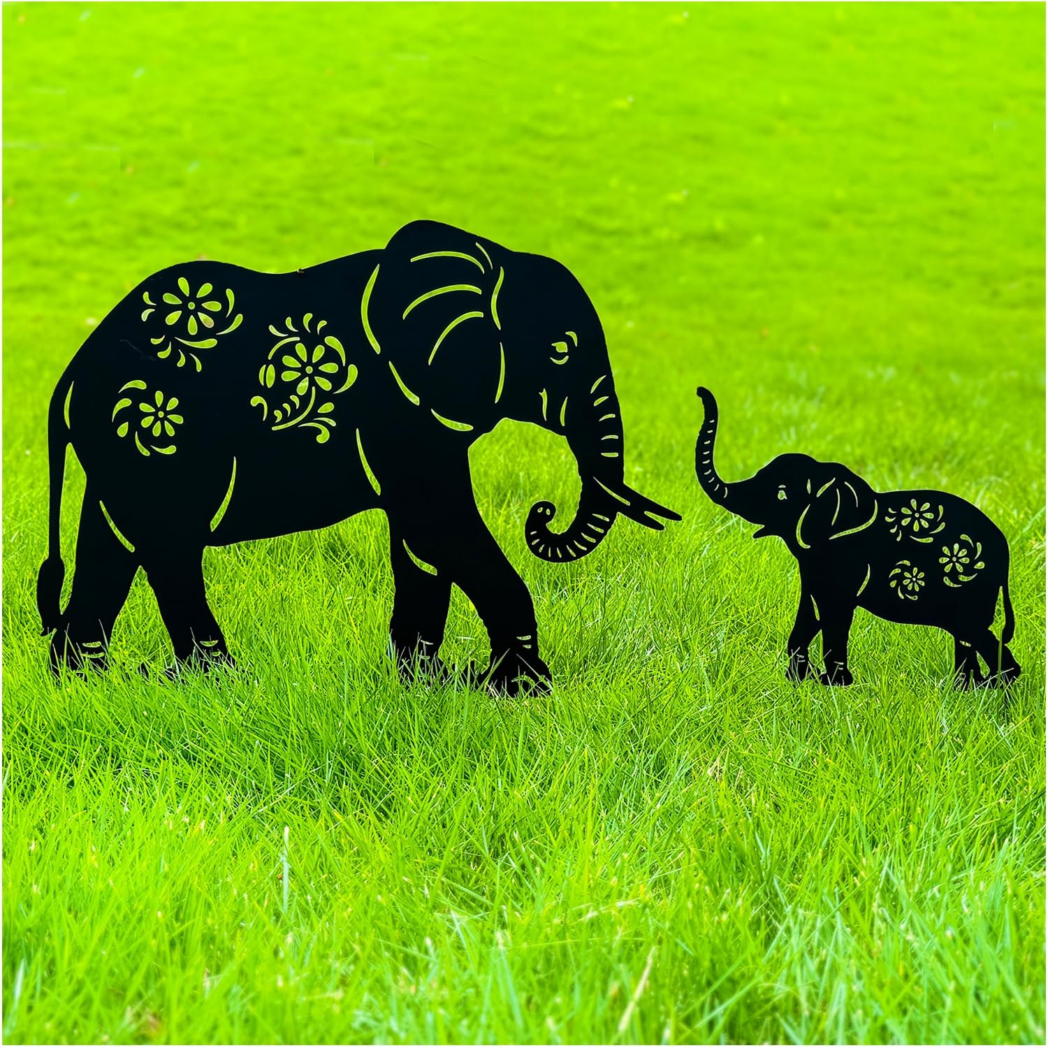 Elephant Metal Garden Stakes Decorative Yard Art for Elephant Lovers