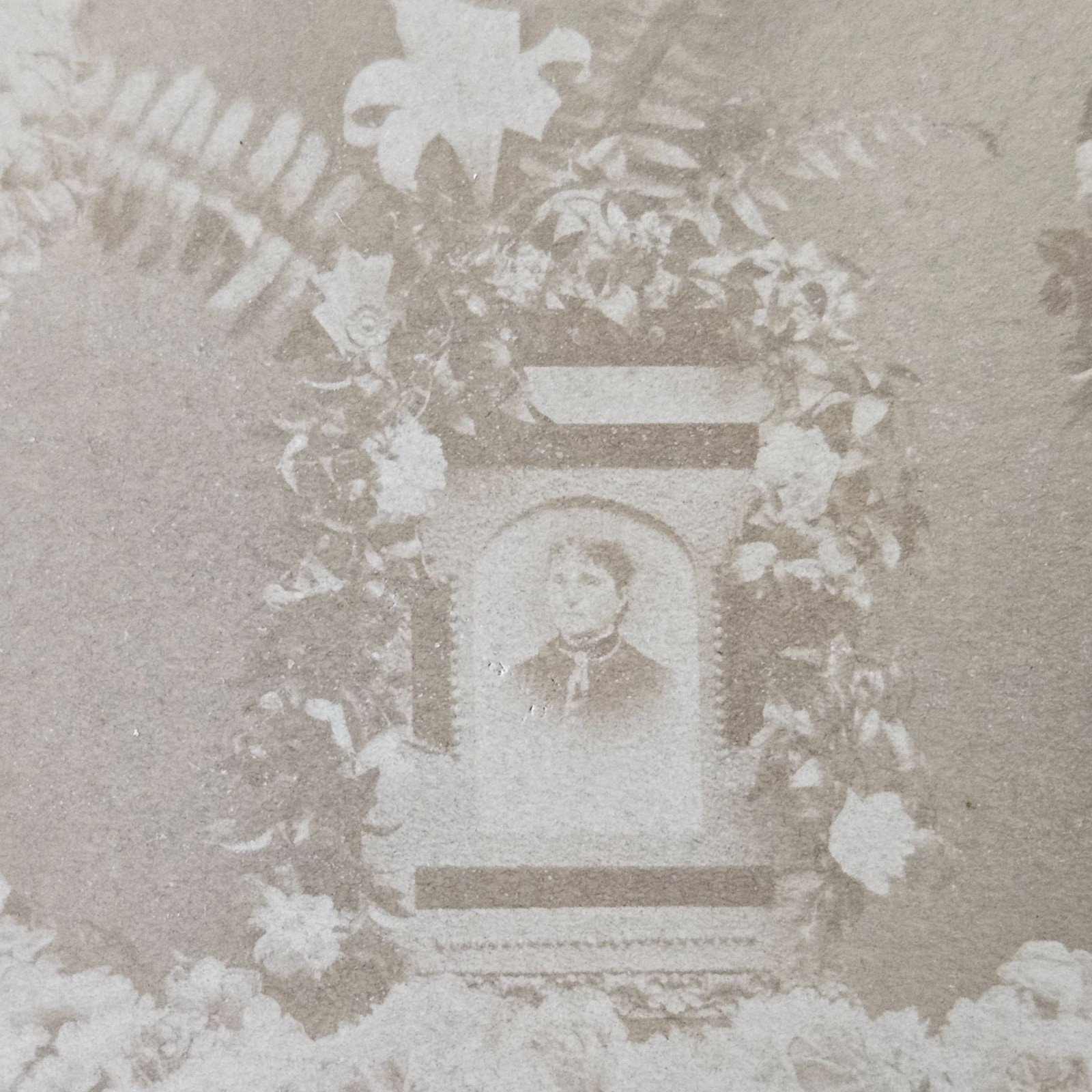 Vintage Lg Cabinet Card Photo Funeral Home Mother Sister Flower Display