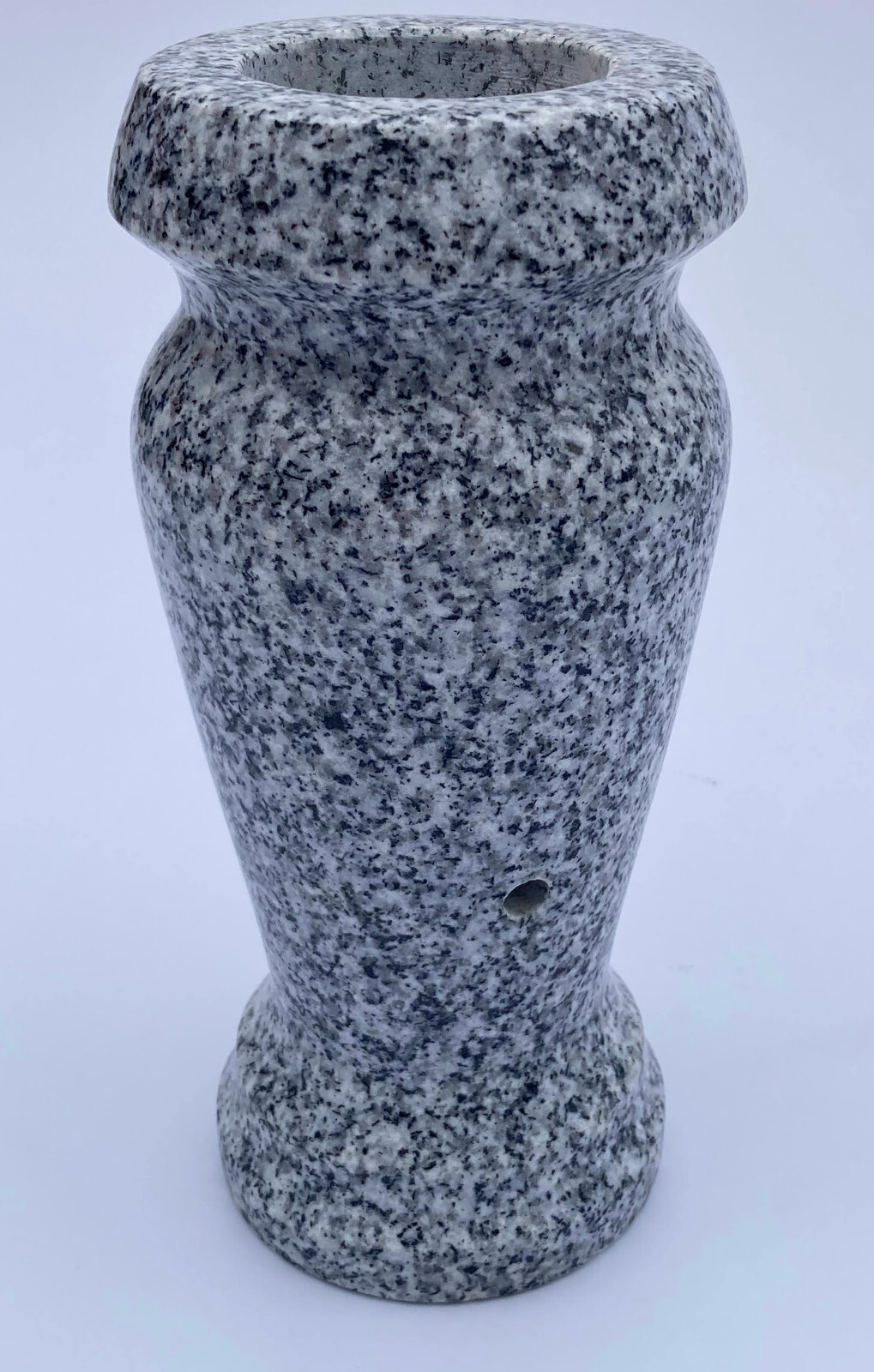 Turned Round Granite Vase Gray (4×8) Cemetery Funeral Memorial