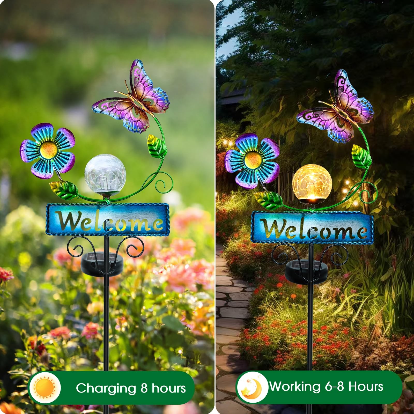 Butterfly Garden Decorations for Outside, Solar Waterproof Stake Lights with …