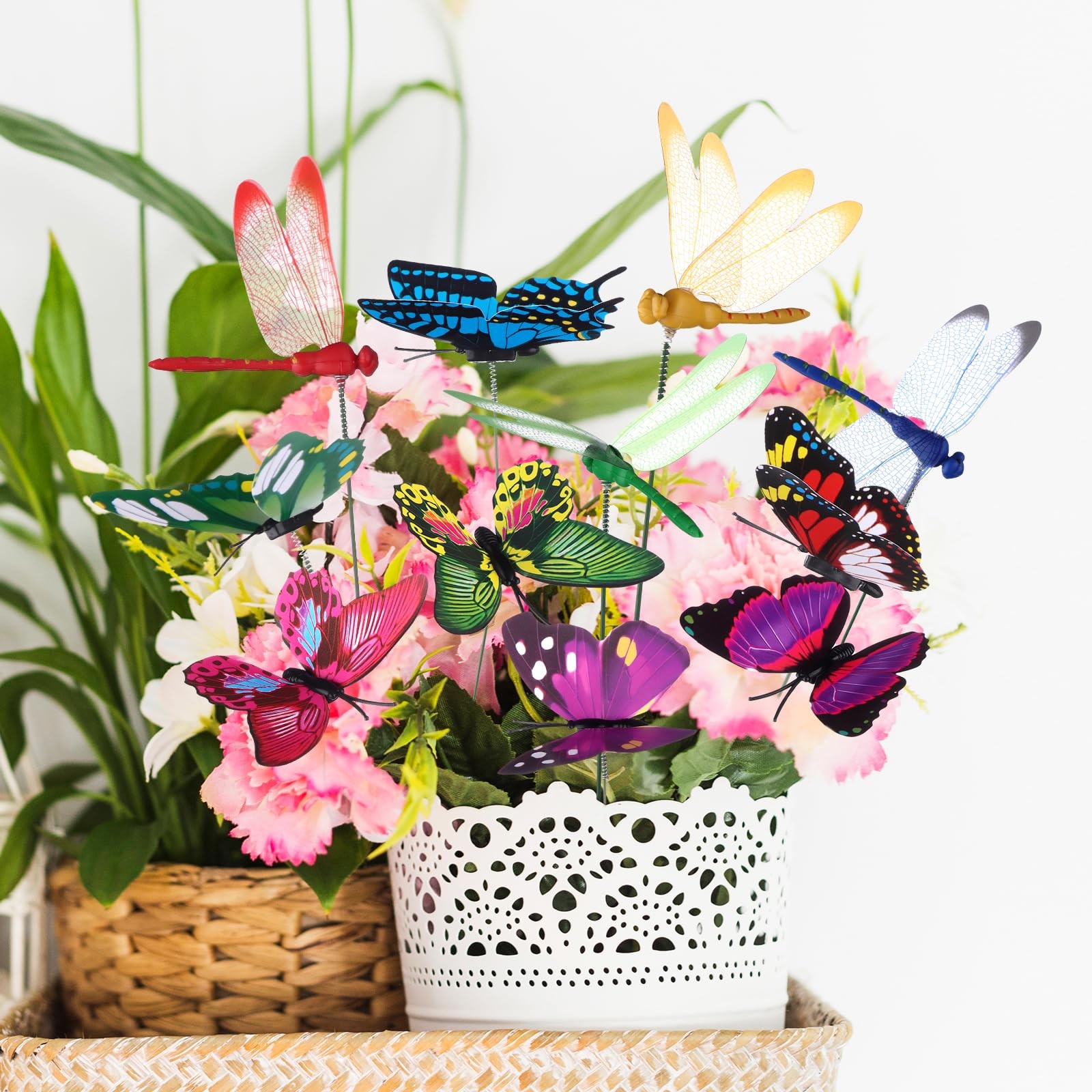 48 Pcs 3D Dragonfly Butterfly Garden Decor Dragon Fly Butterfly Garden Stakes…