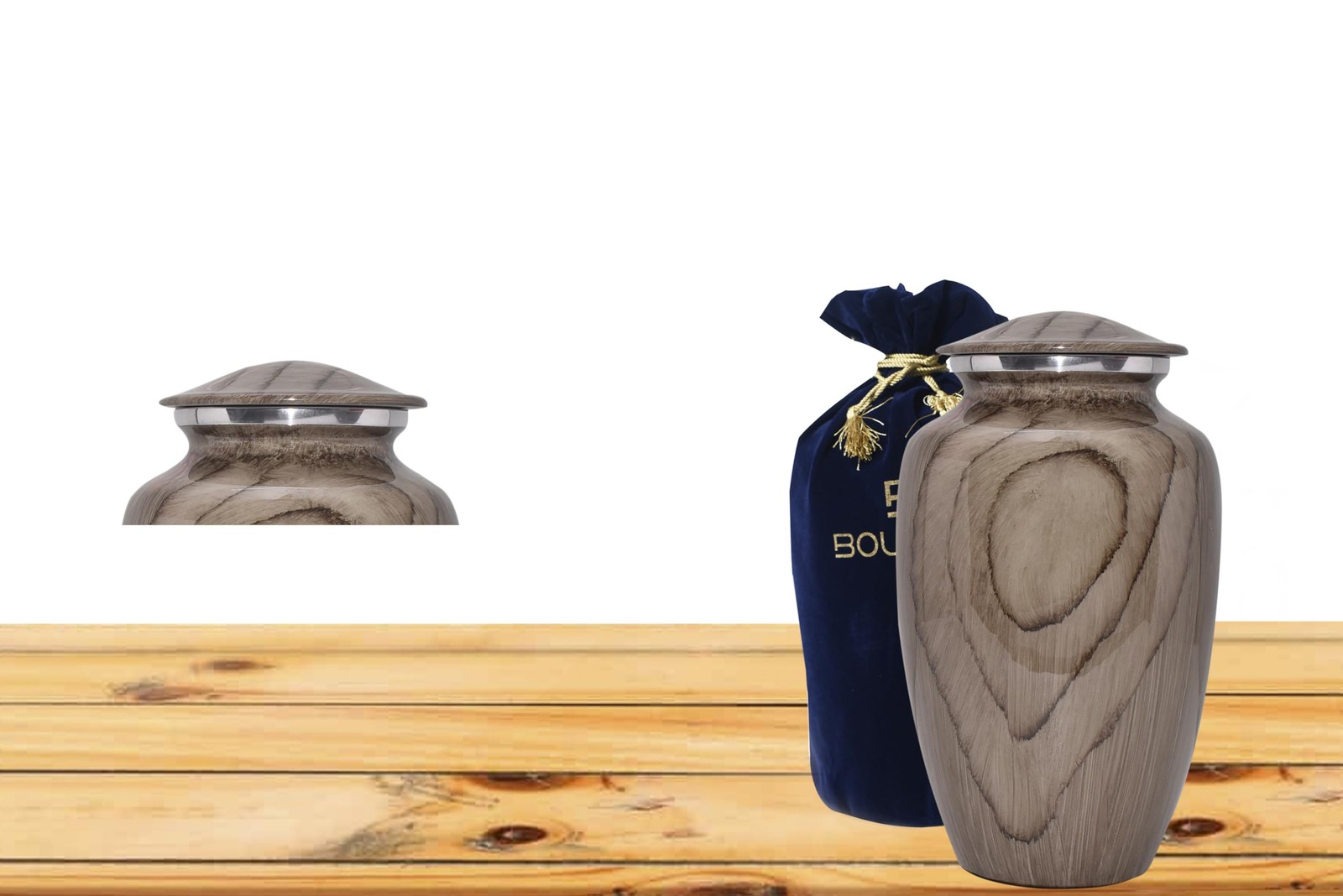 BOLD & DIVINE Wooden Textured Large Cremation Urn | Human Ashes Memorial Urn,…