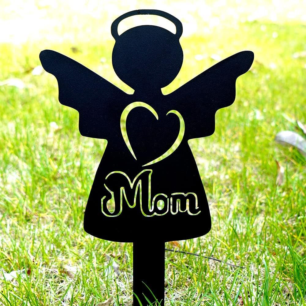 Angel Memorial Grave Marker Stake for Mom – Outdoor Sympathy Plaque