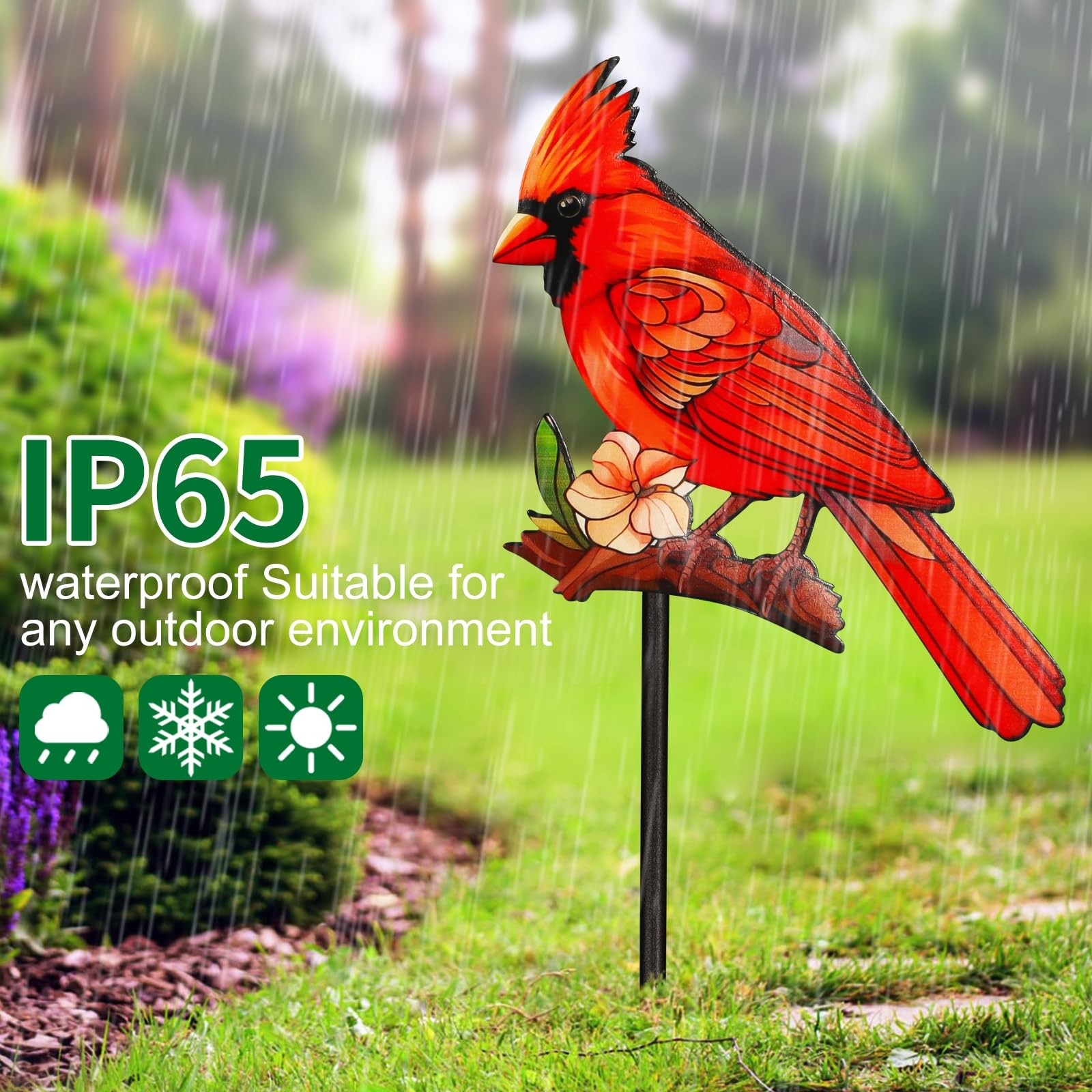 Decorative Garden Stakes with Cardinal Design Metal Yard Decorations for Outs…