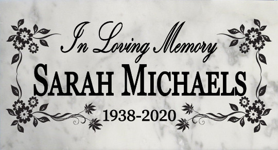 Personalized Memorial Stone Floral Style Gift Custom Marble Remembrance Stone