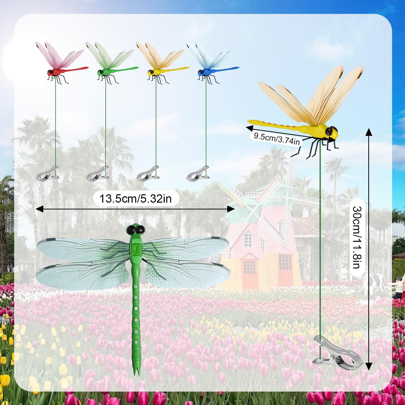 3D Fake Dragonfly Yard Decor, Realistic Outdoor Indoor Dragonfly Ornaments wi…