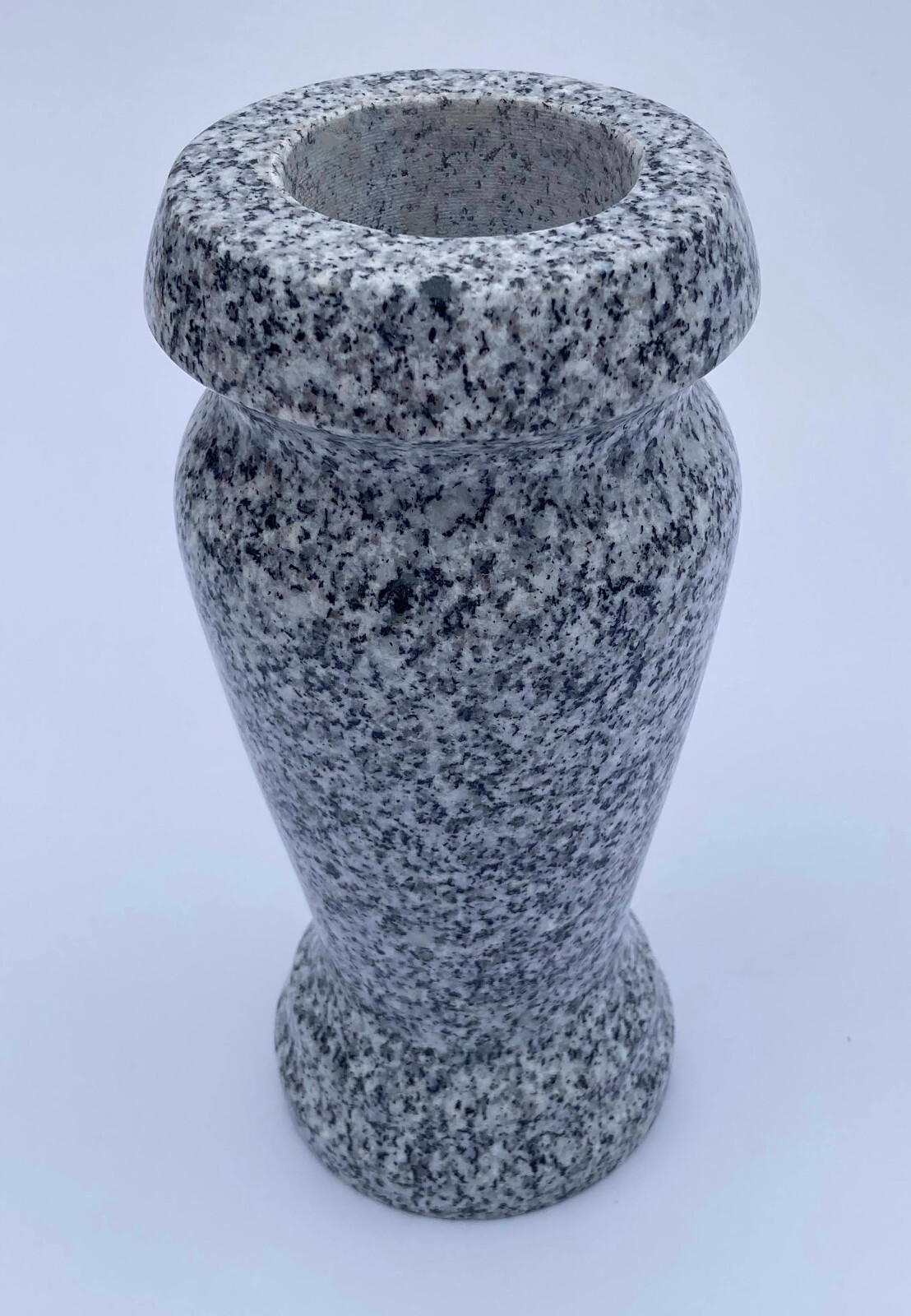 Turned Round Granite Vase Gray (4×8) Cemetery Funeral Memorial