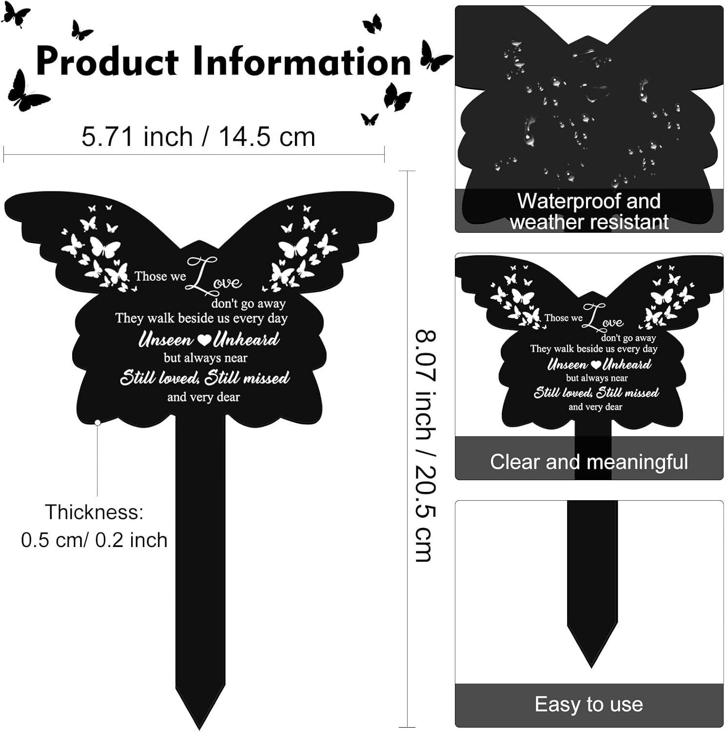 Butterfly Grave Decorations for Cemetery, Those We Love Don’T Go Away Memorial B
